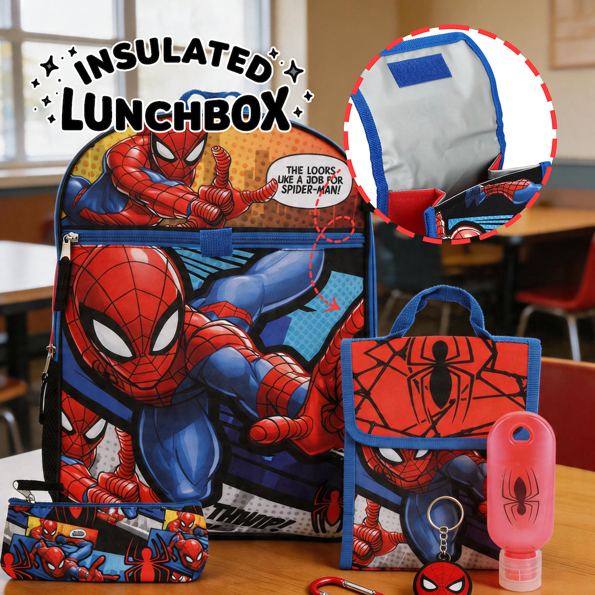 Marvel Spiderman Backpack Accessories 5 Piece Value Set for Boys