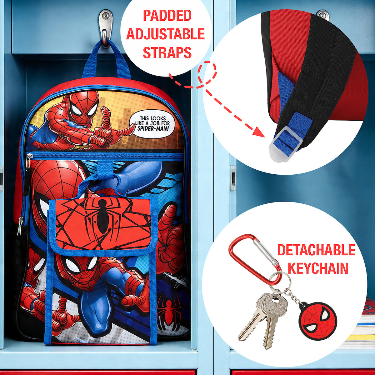 Marvel Spiderman Backpack Accessories 5 Piece Value Set for Boys