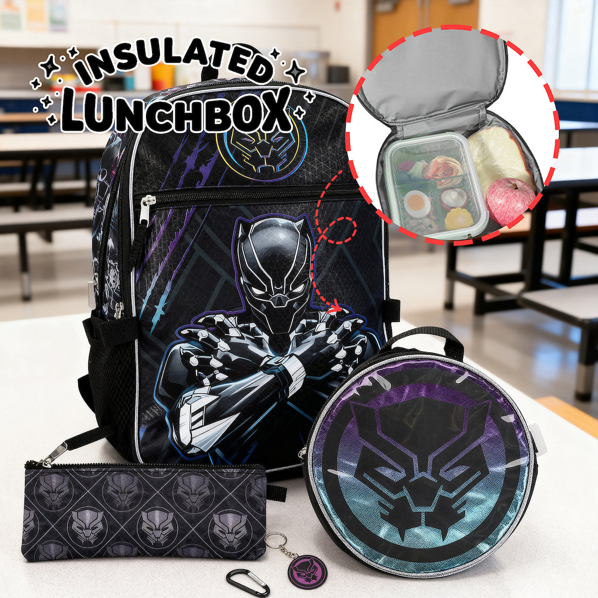 Marvel Comics Black Panther 5-Piece Backpack Set