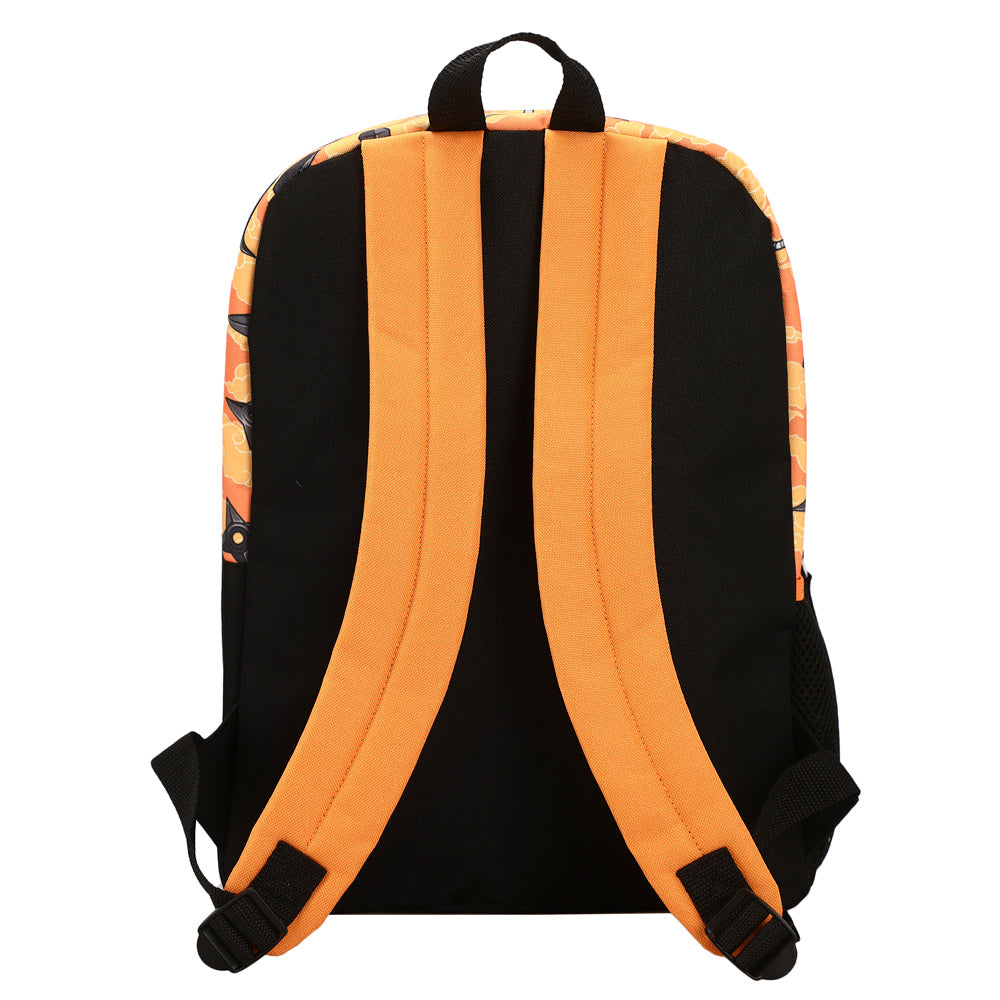 Naruto Anime Character Print Orange and Black 5-Piece Backpack Set For Boys