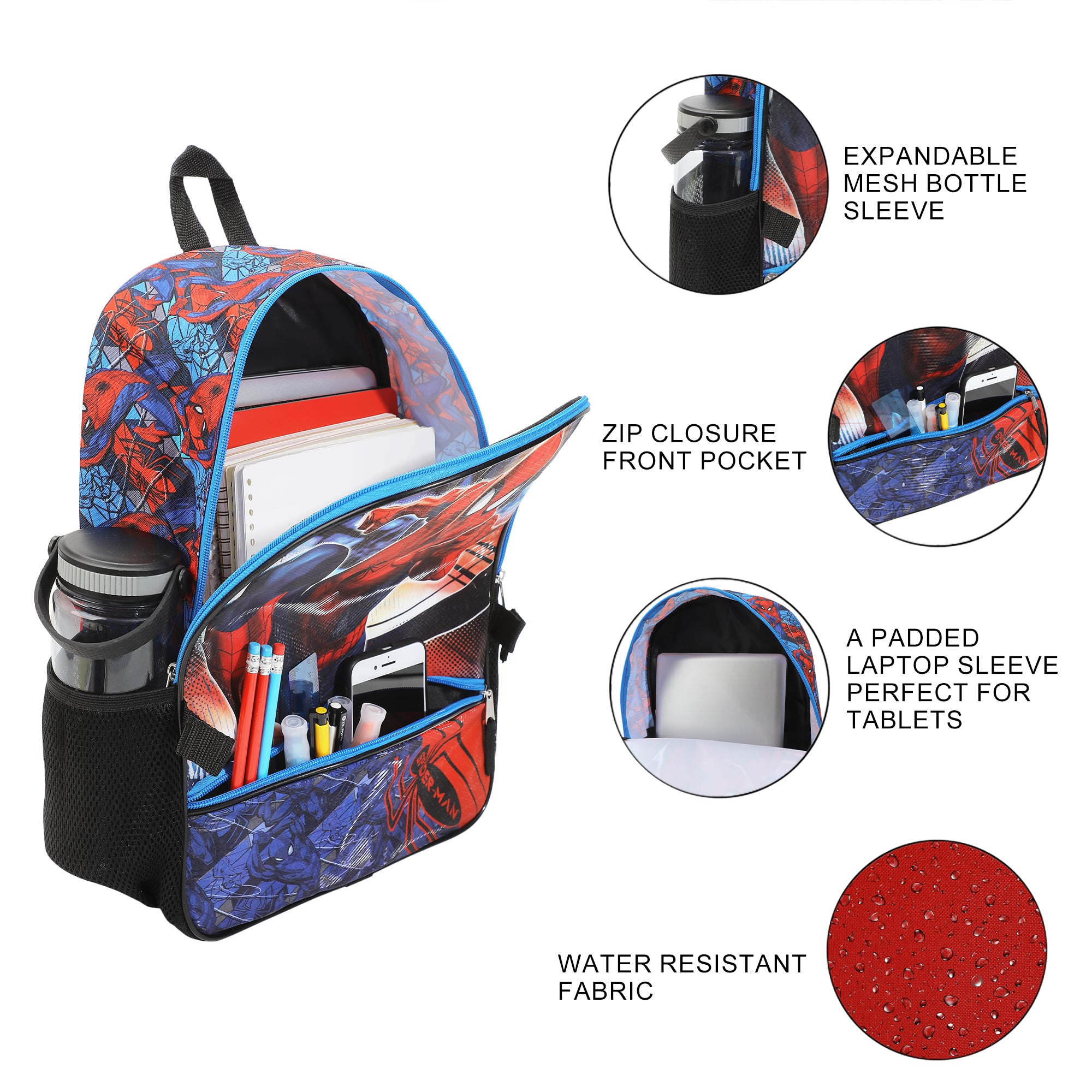 Spider-Man Swinging 5-Piece 16" Backpack with lunch kit for Boys