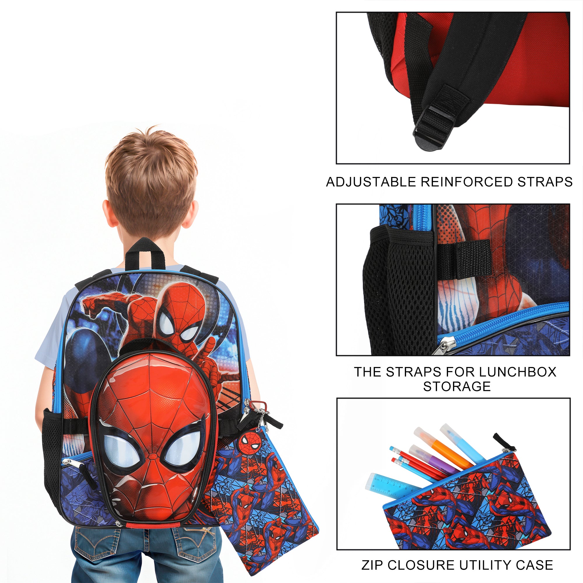 Spider-Man Swinging 5-Piece 16" Backpack with lunch kit for Boys