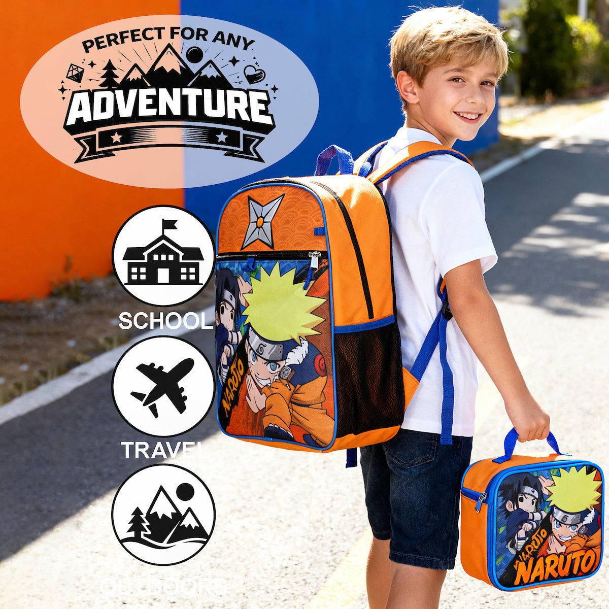 Naruto Classic Sasuke Vs Naruto 16 Youth 5-Piece Backpack Set