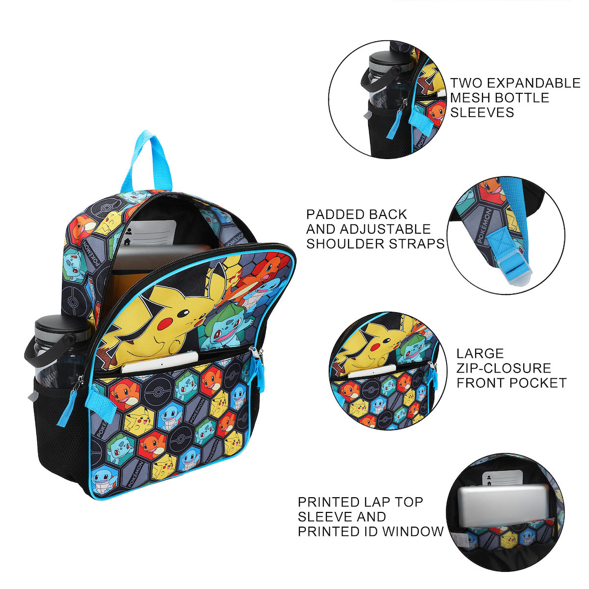 Pokemon Favorites 5-Piece 16” Backpack And Lunch Set For School & Travel