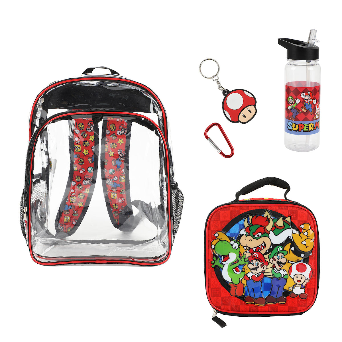 Super Mario Brothers 5-Piece Backpack & Lunchbox Set With Water Bottle