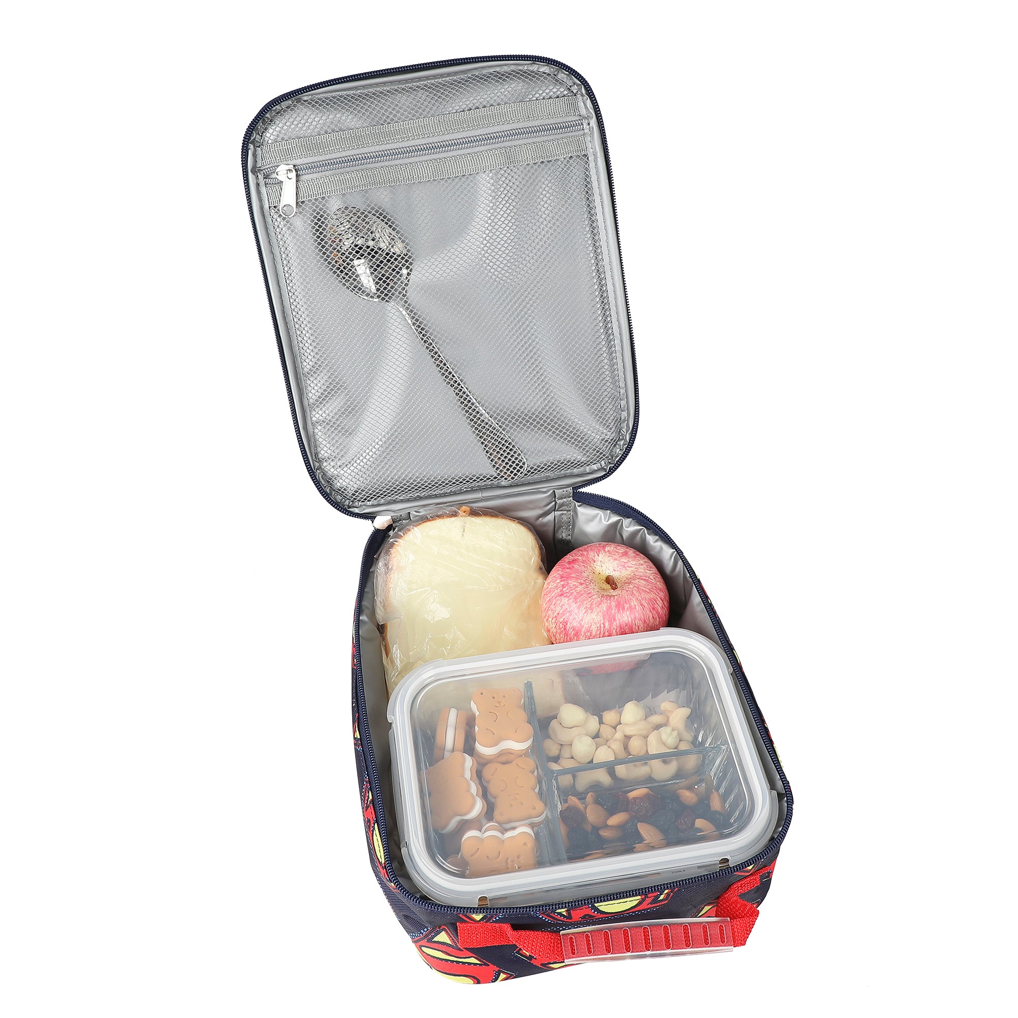 Superman Logo All-Over Print 16" Premium Backpack & Lunch Kit Set