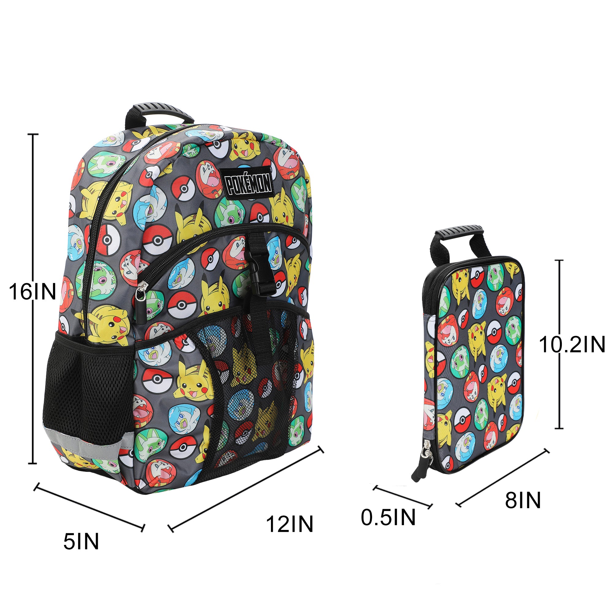 Pokemon All-Over Print 2-Piece 16" Premium Backpack & Utility Case Set For School And Travel for boys