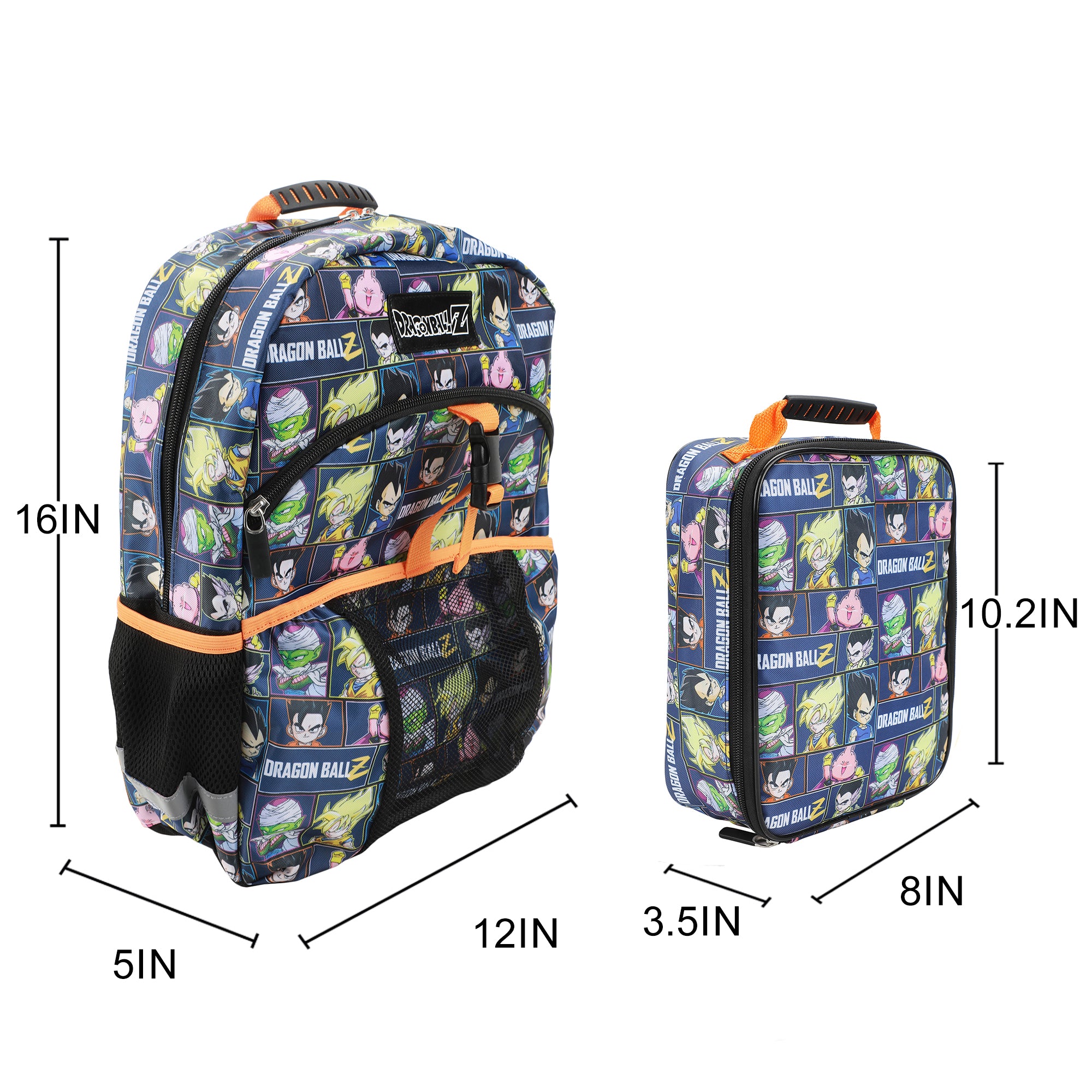 Dragon Ball Z Super Saiyan 2-Piece 16" Premium Backpack & Lunch Kit Set