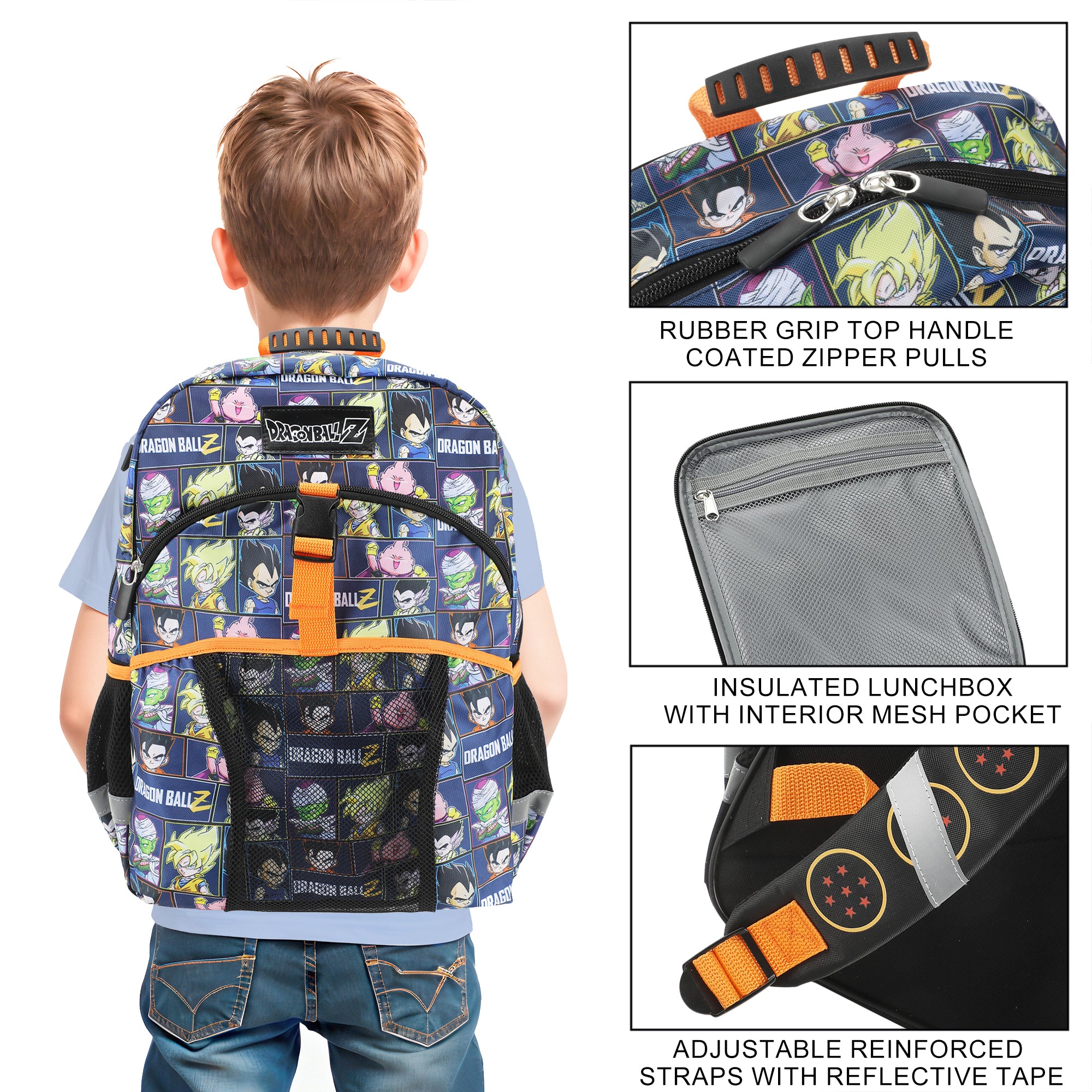 Dragon Ball Z Super Saiyan 2-Piece 16" Premium Backpack & Lunch Kit Set