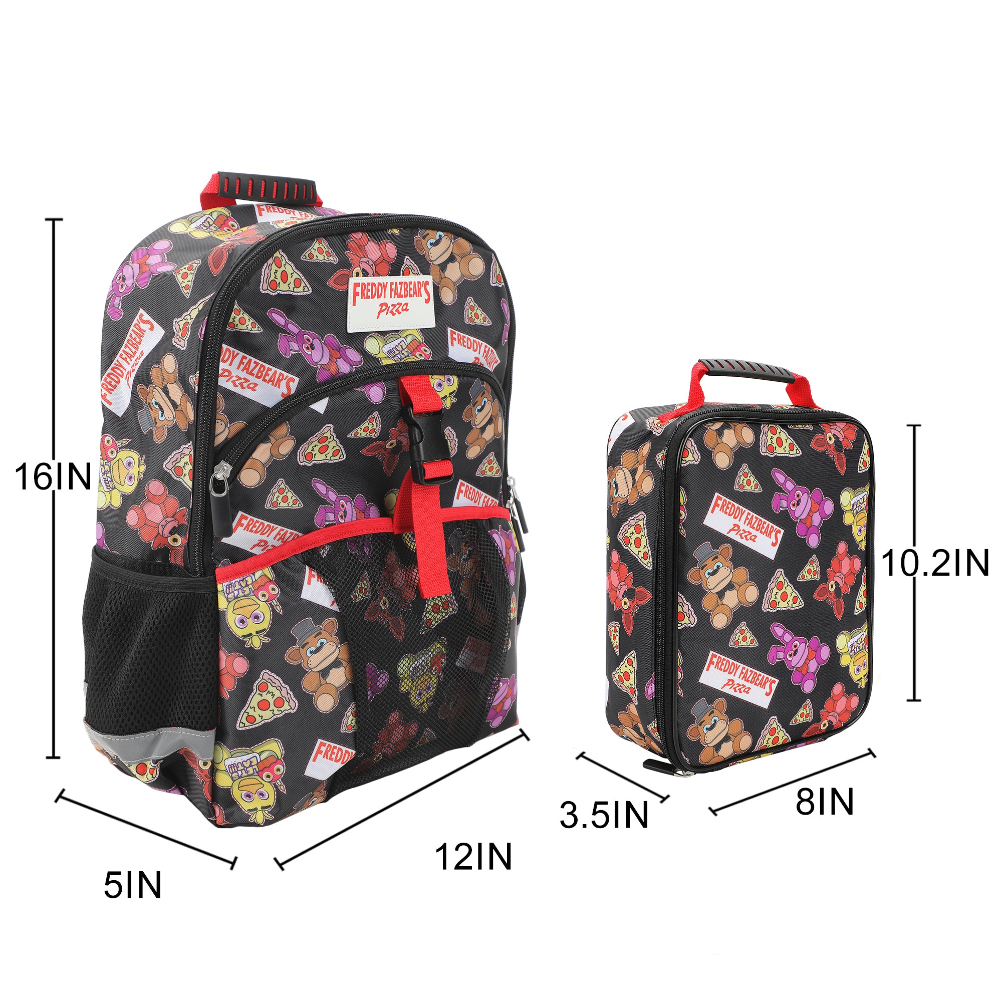 Five Nights at Freddy's 2-Piece 16"  Youth Premium Backpack & Lunch Kit Set For School Boys And Girls