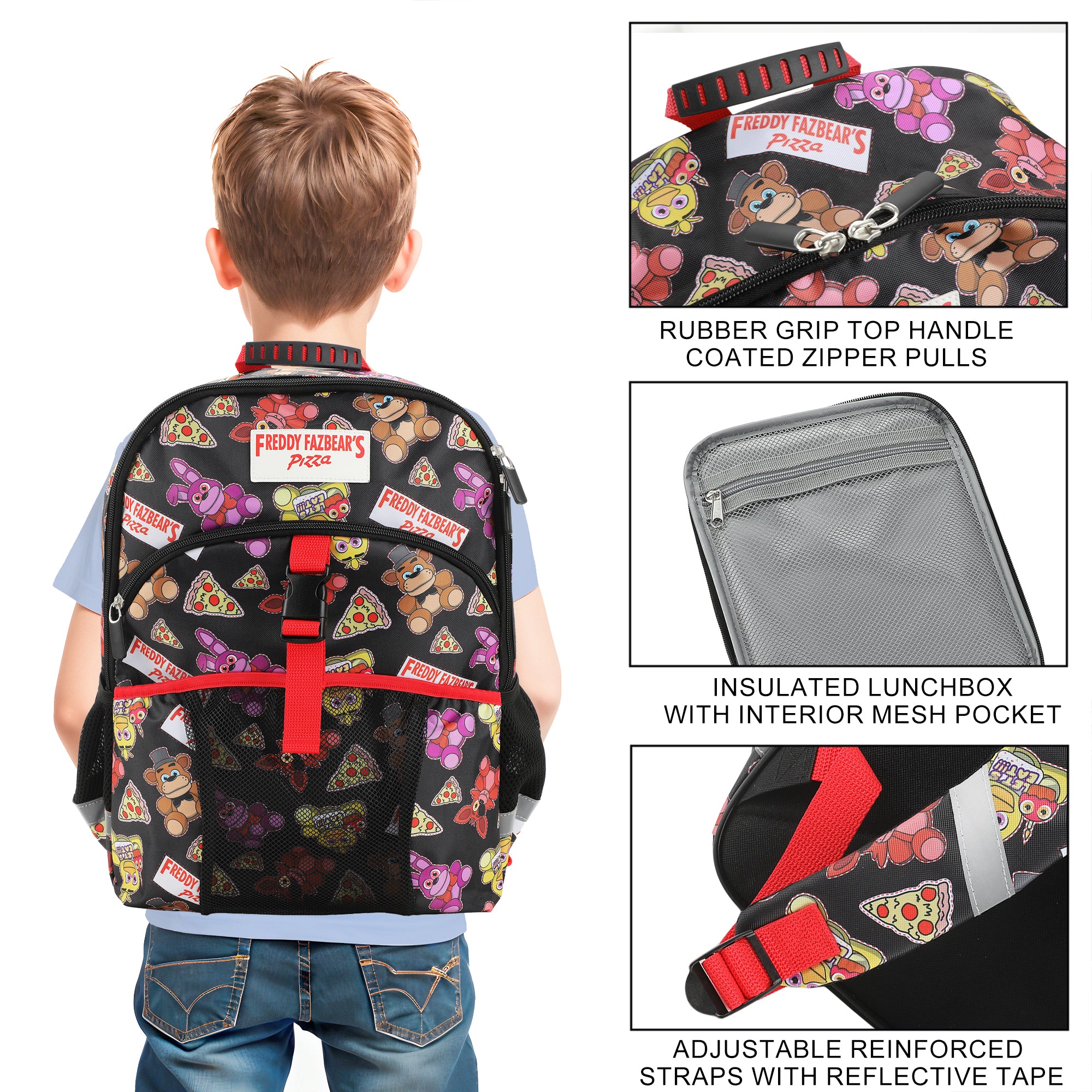 Five Nights at Freddy's 2-Piece 16"  Youth Premium Backpack & Lunch Kit Set For School Boys And Girls