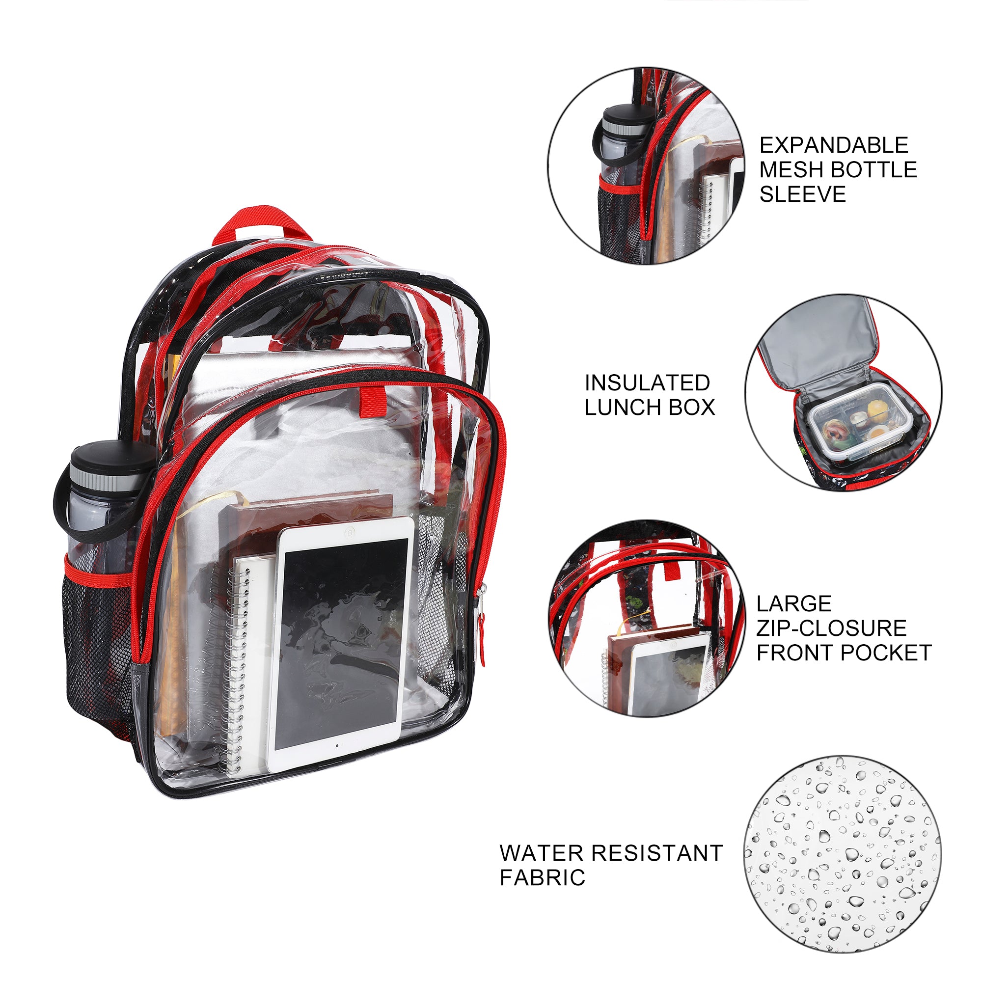 Marvel's Avengers Classic 2-Piece 16" Kids Clear Backpack & Lunch Box Set For School And Travel