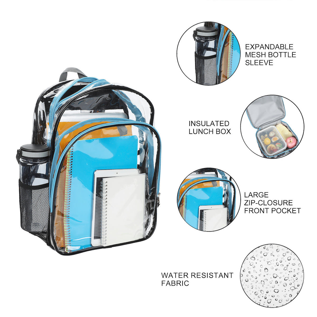 Star Wars The Mandalorian & Grogu 2-Piece 16" Kids Clear Backpack & Lunch Box Set For School And Travel