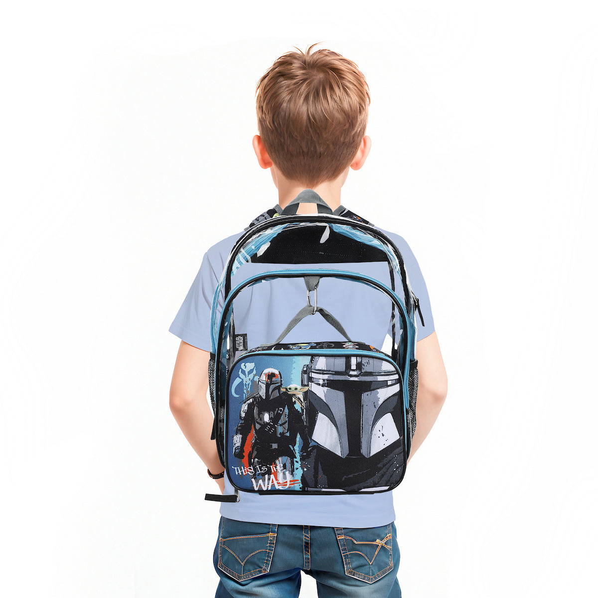 Star Wars The Mandalorian & Grogu 2-Piece 16" Kids Clear Backpack & Lunch Box Set For School And Travel