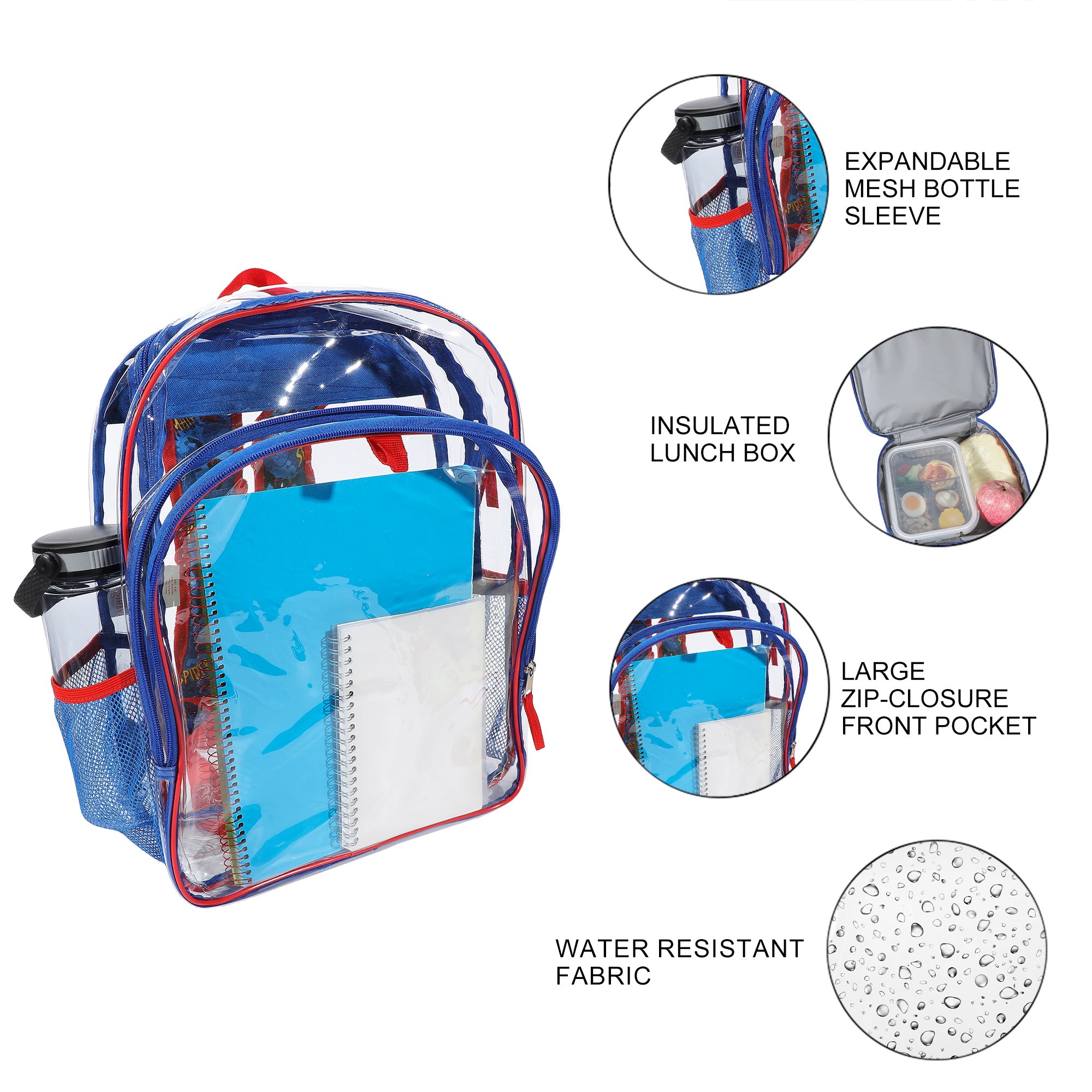 Spider-Man Classic 2-Piece 16" Kids Clear Backpack & Lunch Box Set For School And Travel