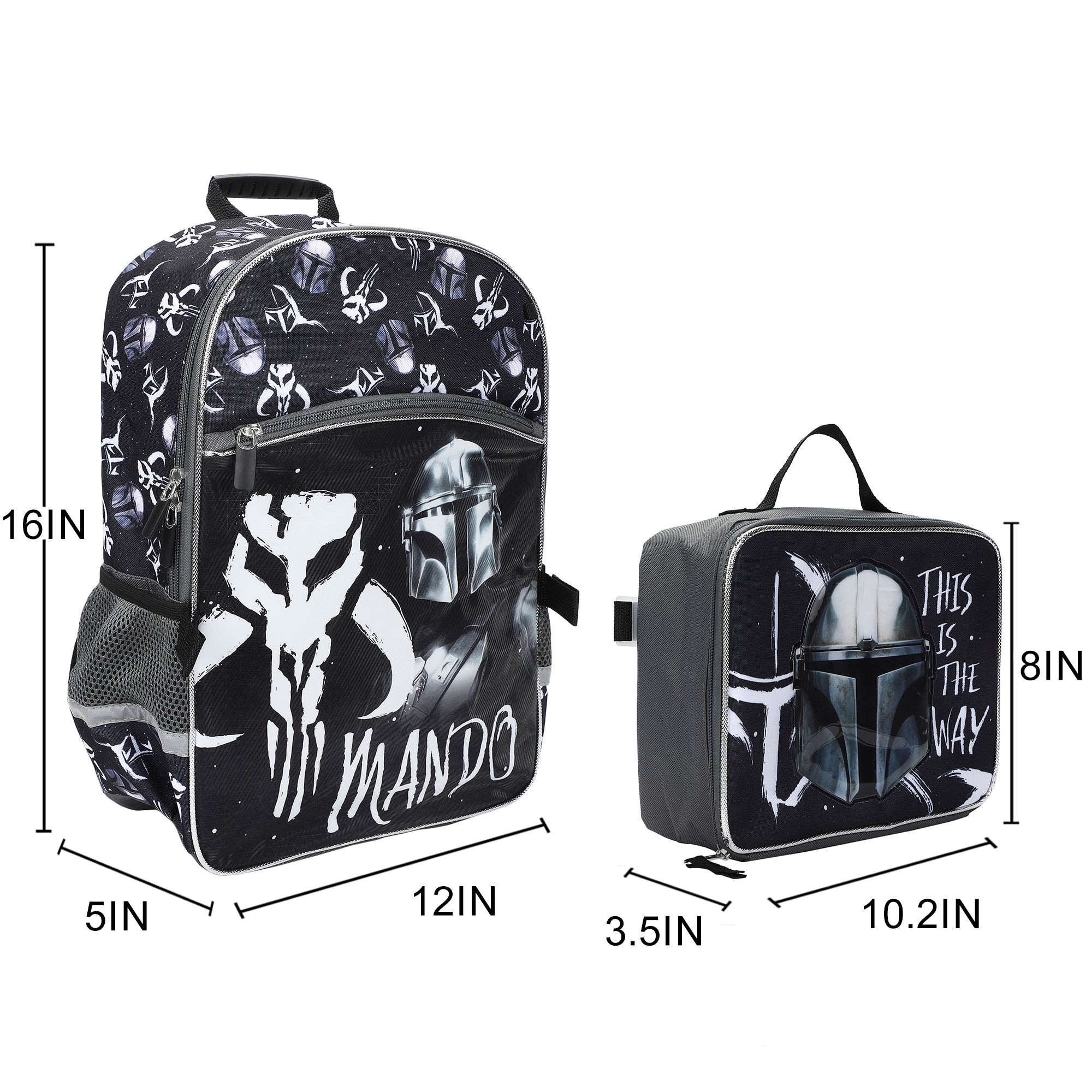 The Mandalorian 5-Piece 16" Backpack And Lunch Set For School & Travel