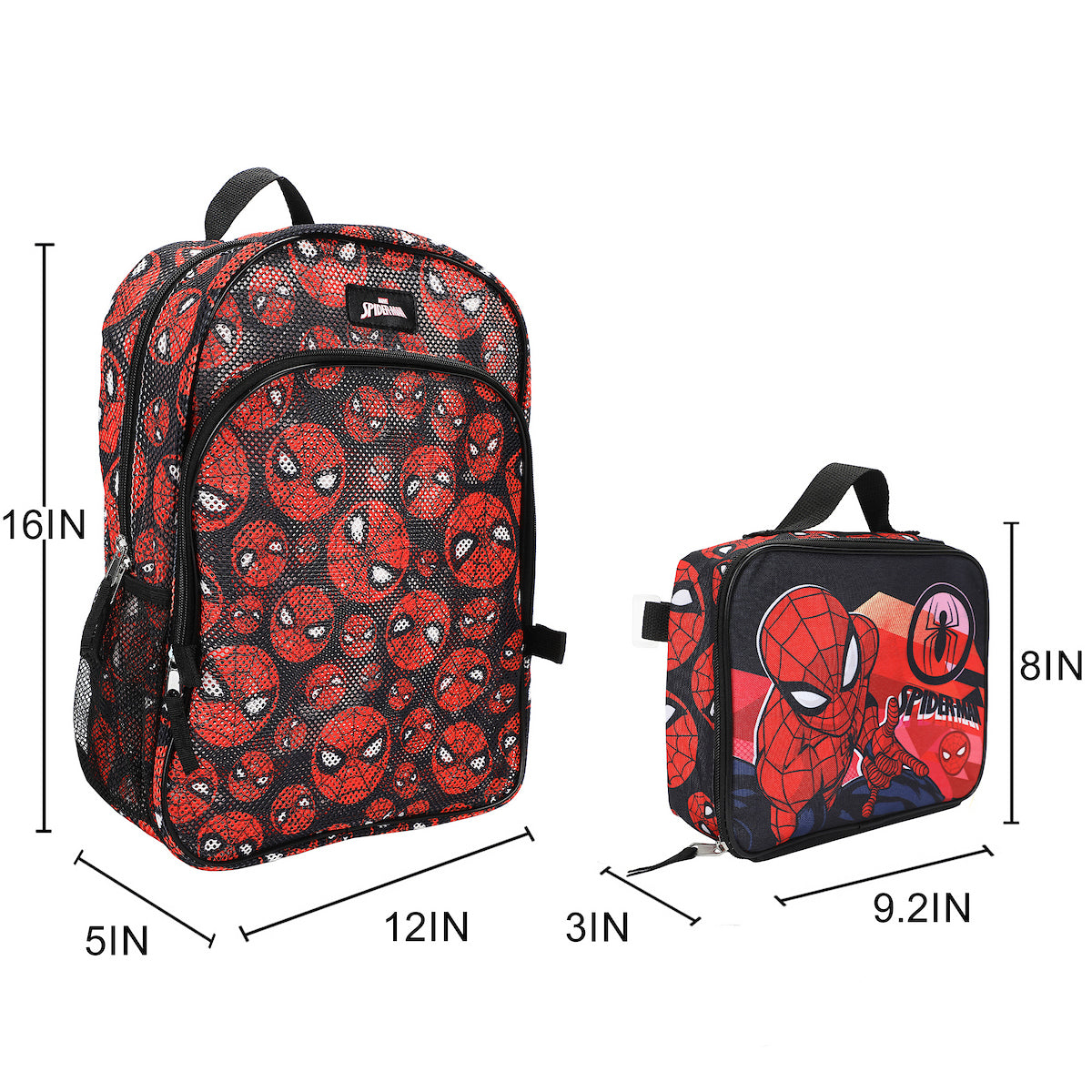 Spider-Man Classic Printed Mesh 16" Youth Backpack with Lunch Kit