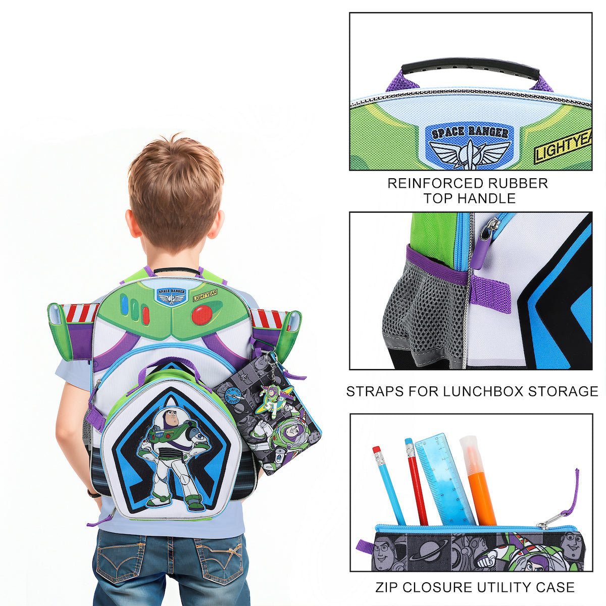 Toy Story Buzz Lightyear 16" Novelty Backpack With Lunch Box