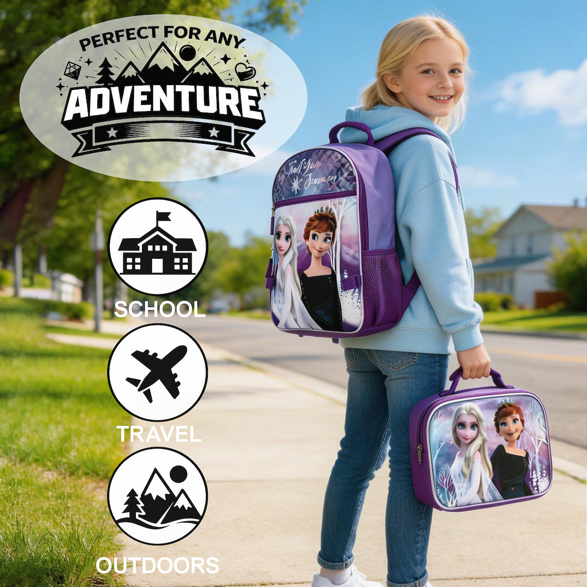 Frozen 16 inch Backpack 4-piece Set with lunch box for girls
