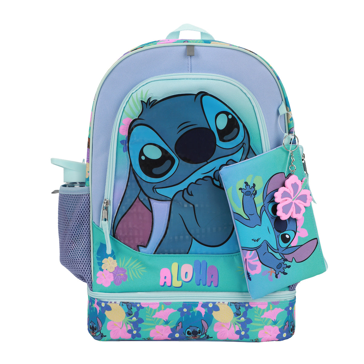 Disney Stitch Colorful Flower Print 5-Piece Backpack Set