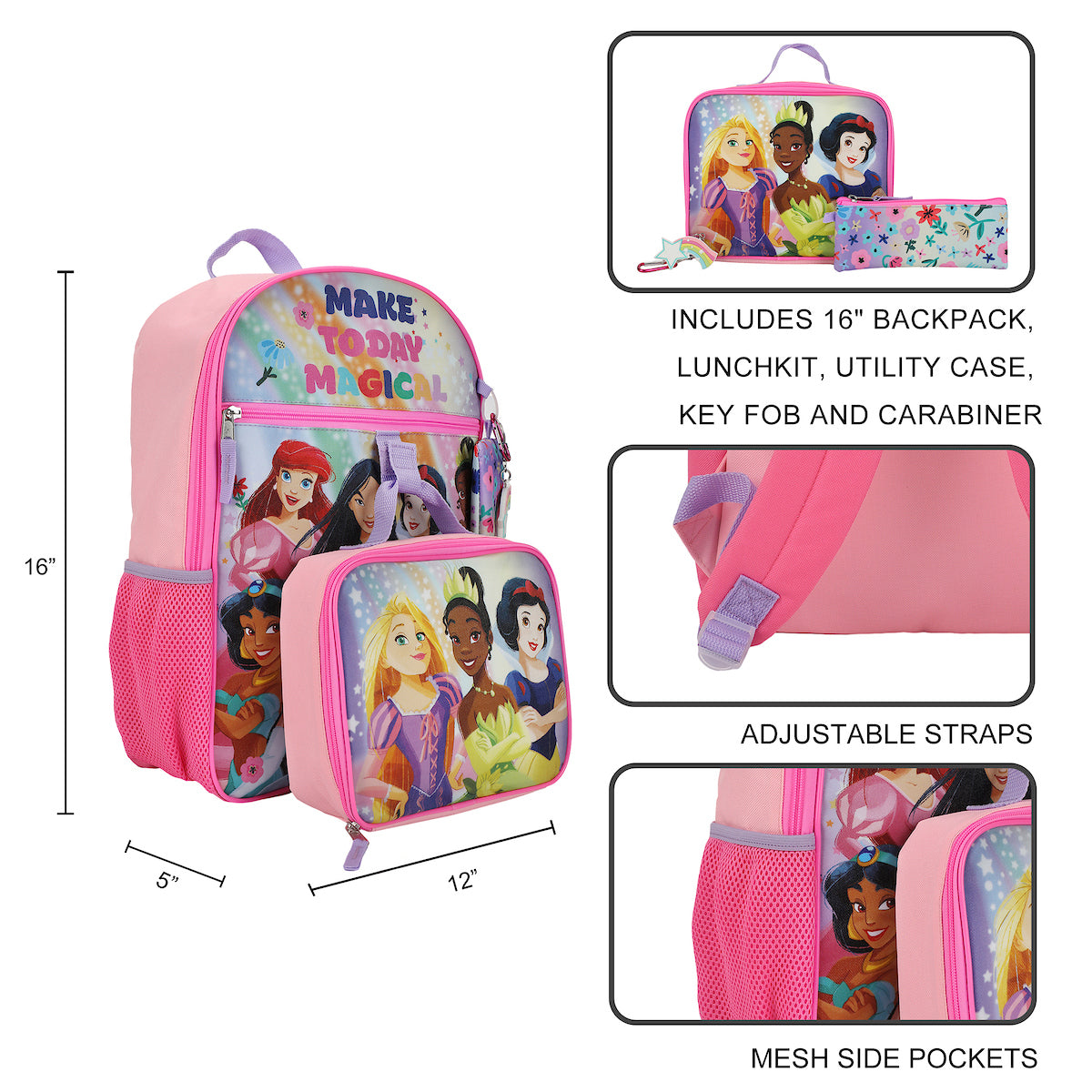 Disney Princesses Make Today Magical 5-Piece Backpack & Lunchbox Set