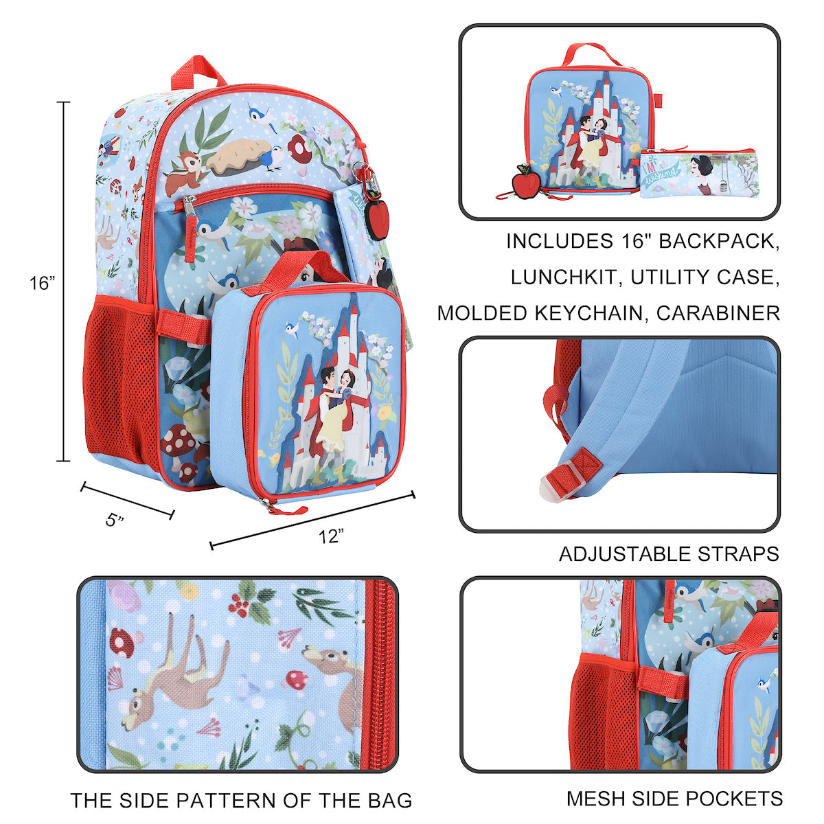 Disney's Snow White 5-Piece Backpack & Lunchbox Set