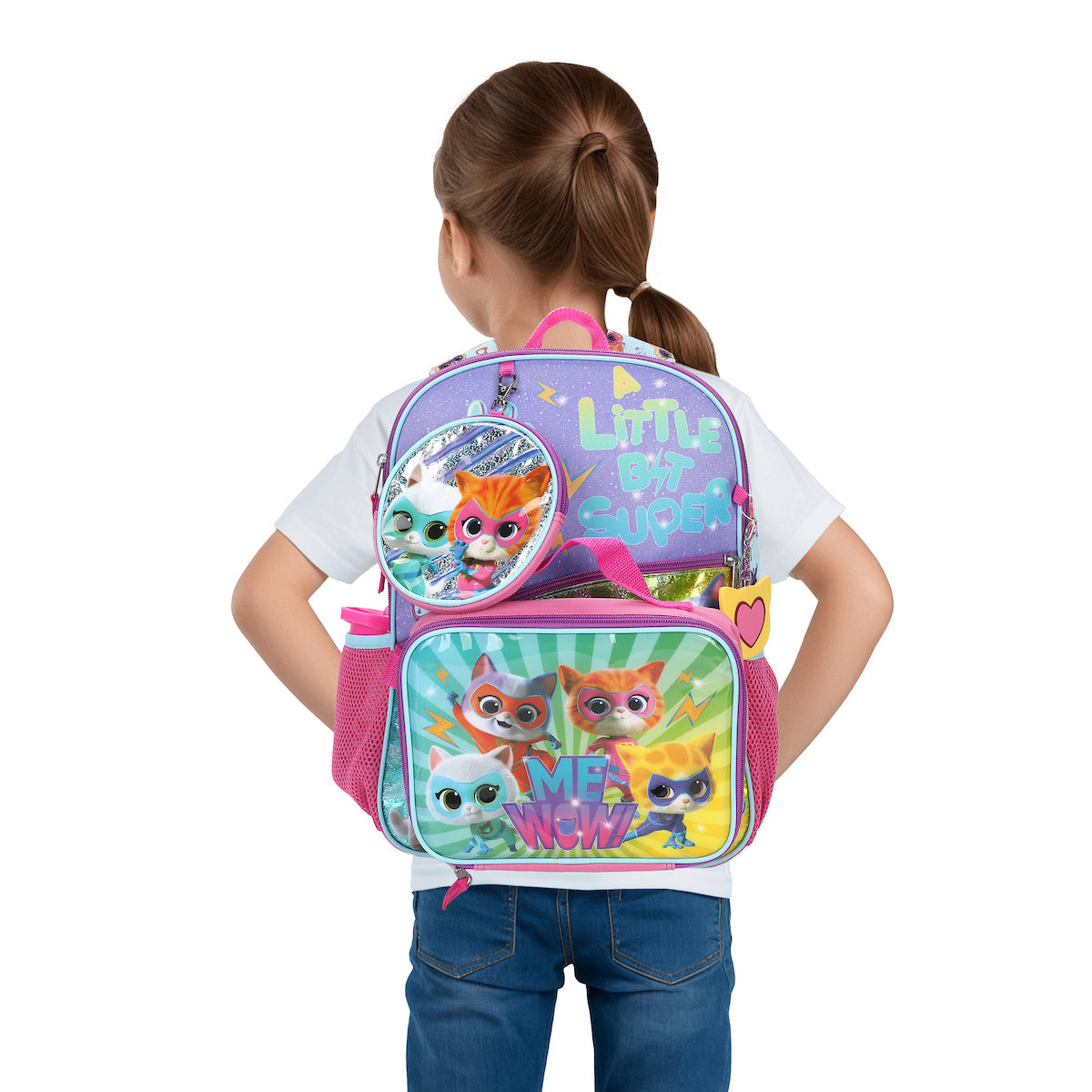 SuperKitties 5-Piece 16” Backpack And Lunch Set For School & Travel