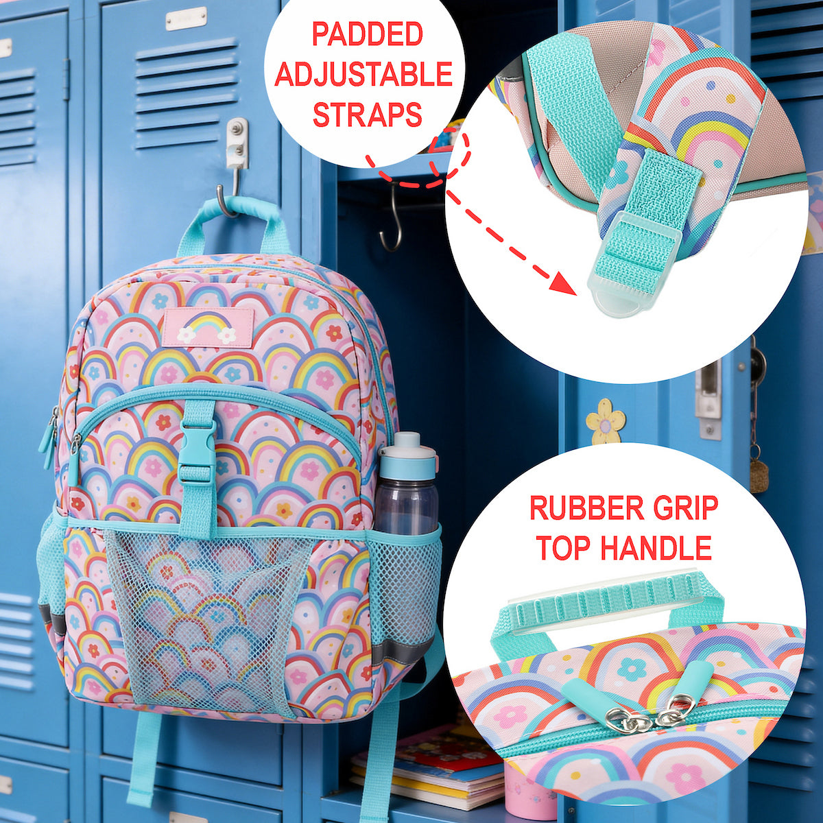 Colorful Rainbow Collage 2-Piece 16" Backpack & Lunch Kit Set for kids