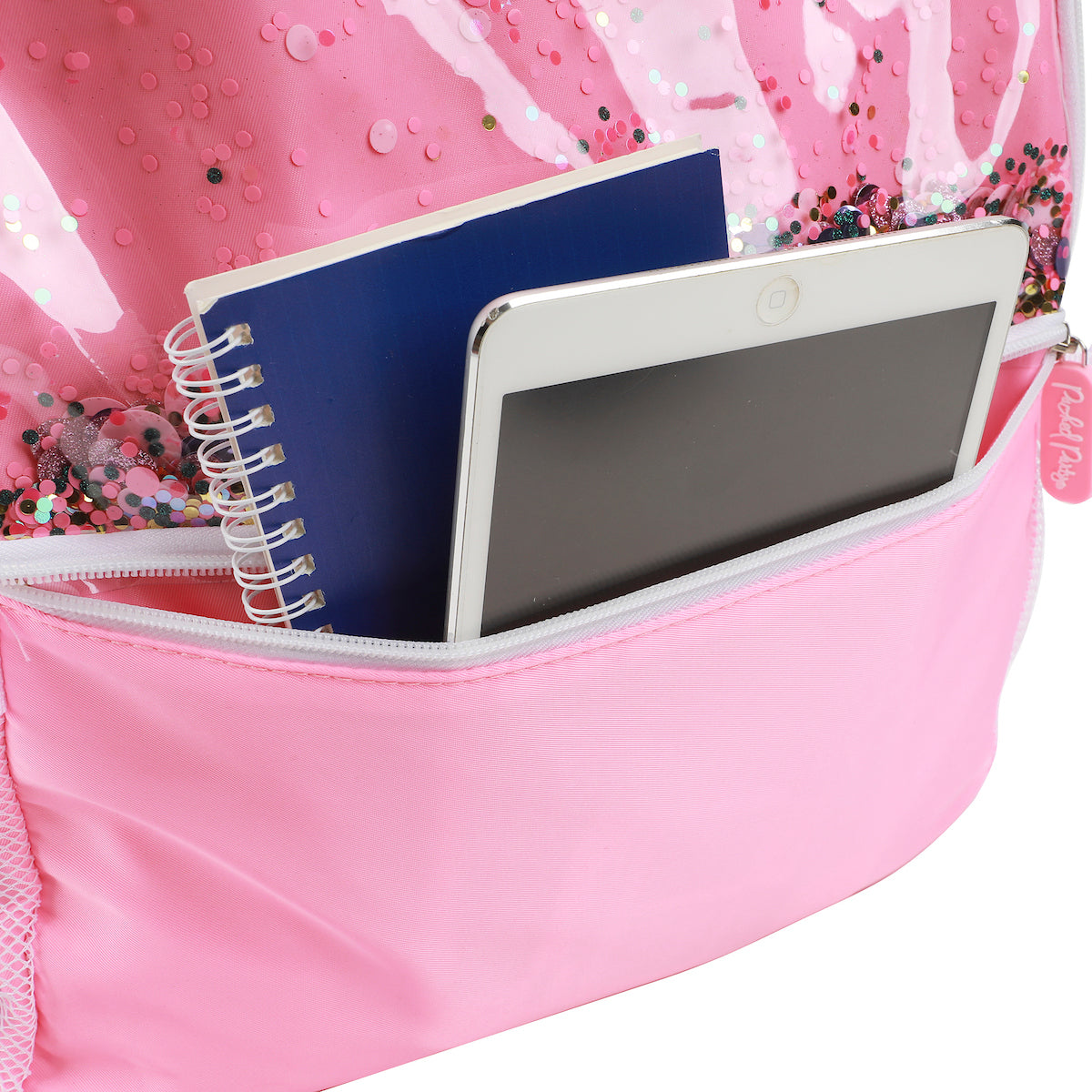 Packed Party Silver & Black Confetti Pink 17" Backpack With Lunchbox