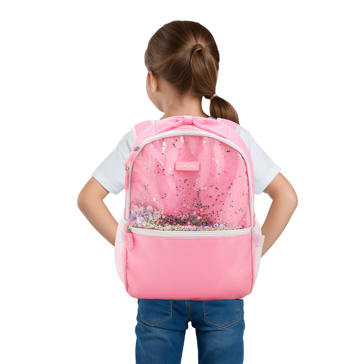 Packed Party Silver & Black Confetti Pink 17" Backpack With Lunchbox