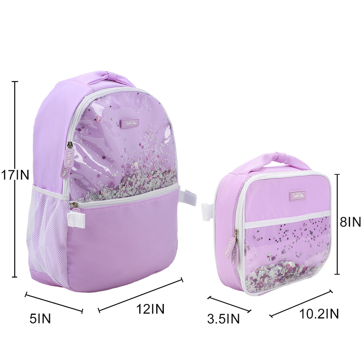 Packed Party Gold Confetti Purple 17" Backpack With Matching Insulated Lunchbox