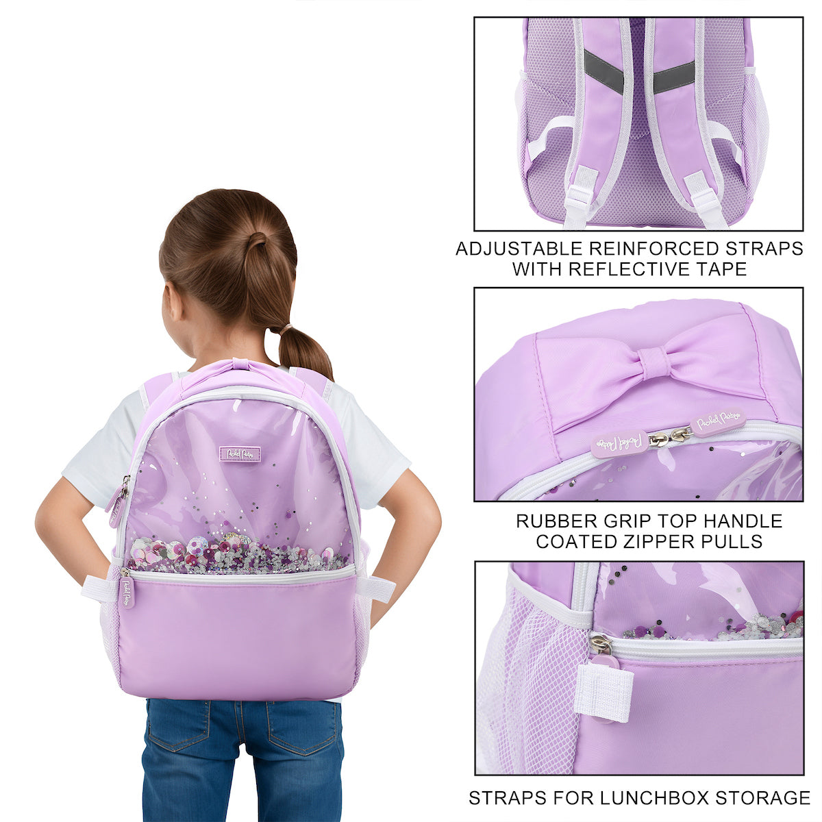 Packed Party Gold Confetti Purple 17" Backpack With Matching Insulated Lunchbox