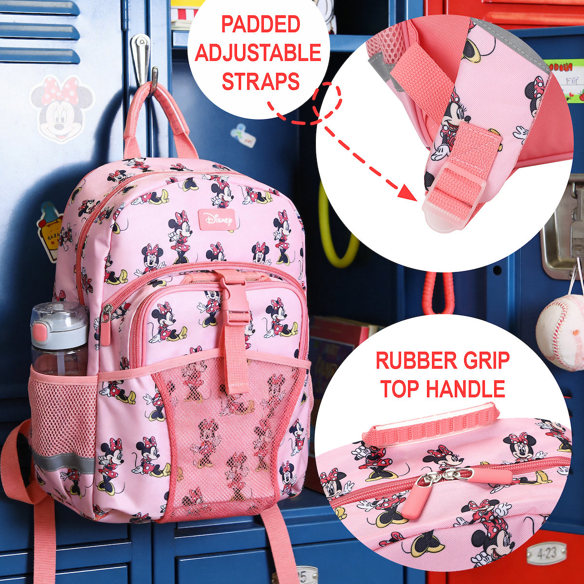 Minnie Mouse Classic 2-Piece 16" Kids Backpack & Lunch Box Set For School And Travel