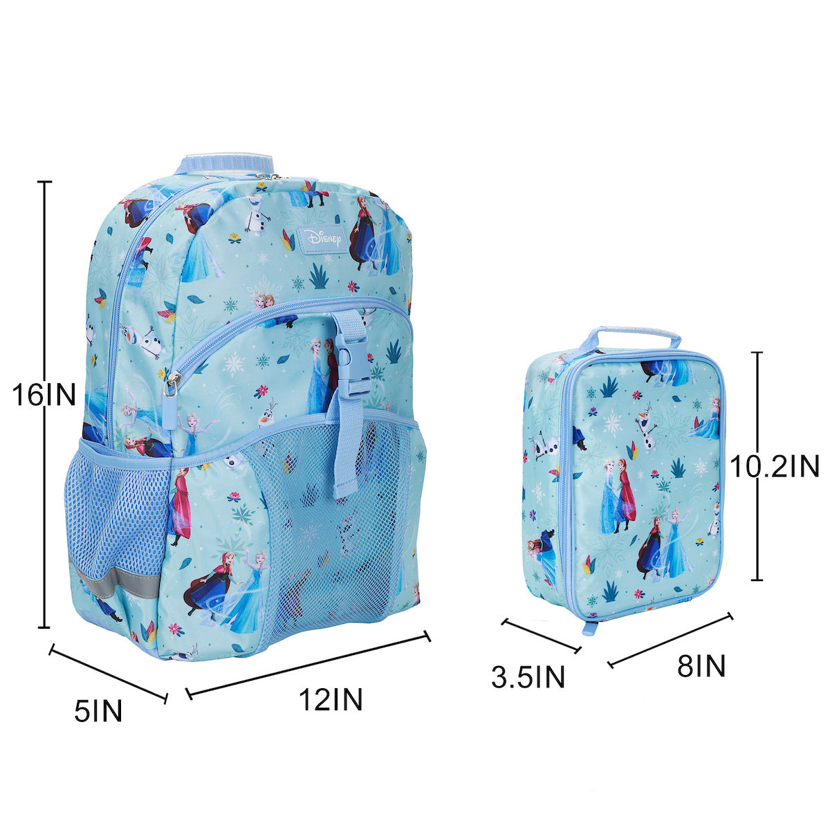 Frozen Elsa and Anna 2-Piece 16" Kids Backpack & Lunch Box Set For School And Travel