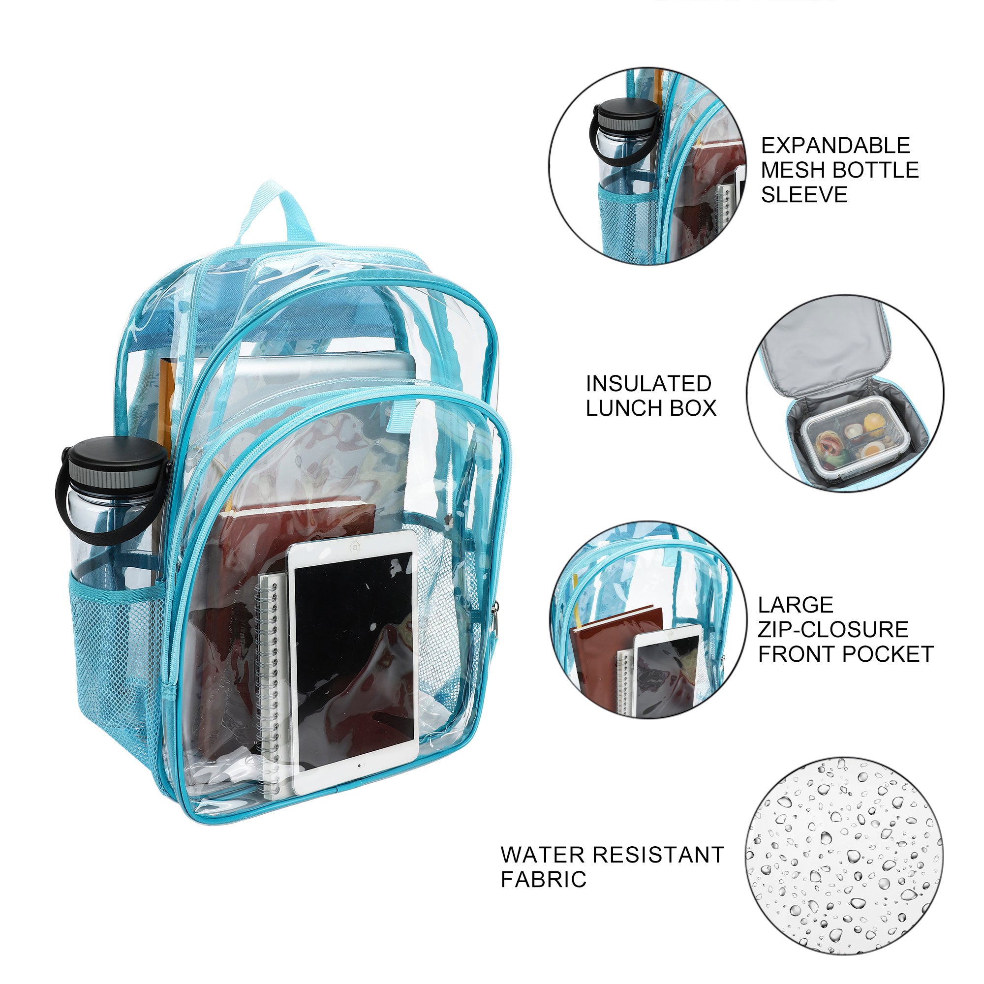 Disney Frozen Elsa and Anna 2-Piece 16" Kids Clear Backpack & Lunch Box Set For School And Travel