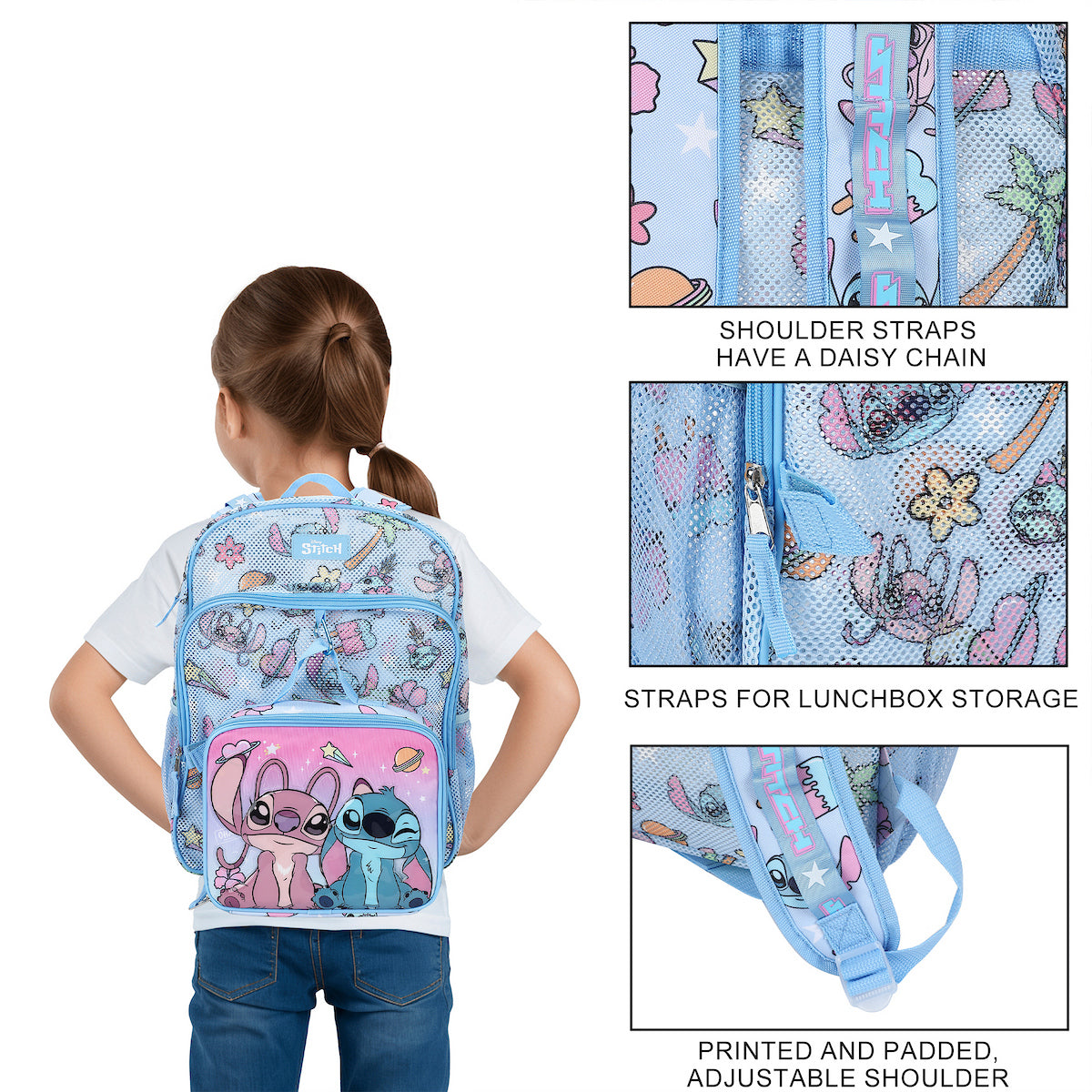 Lilo & Stitch Angel & Stitch All-Over Print 16" Backpack With Lunch Kit
