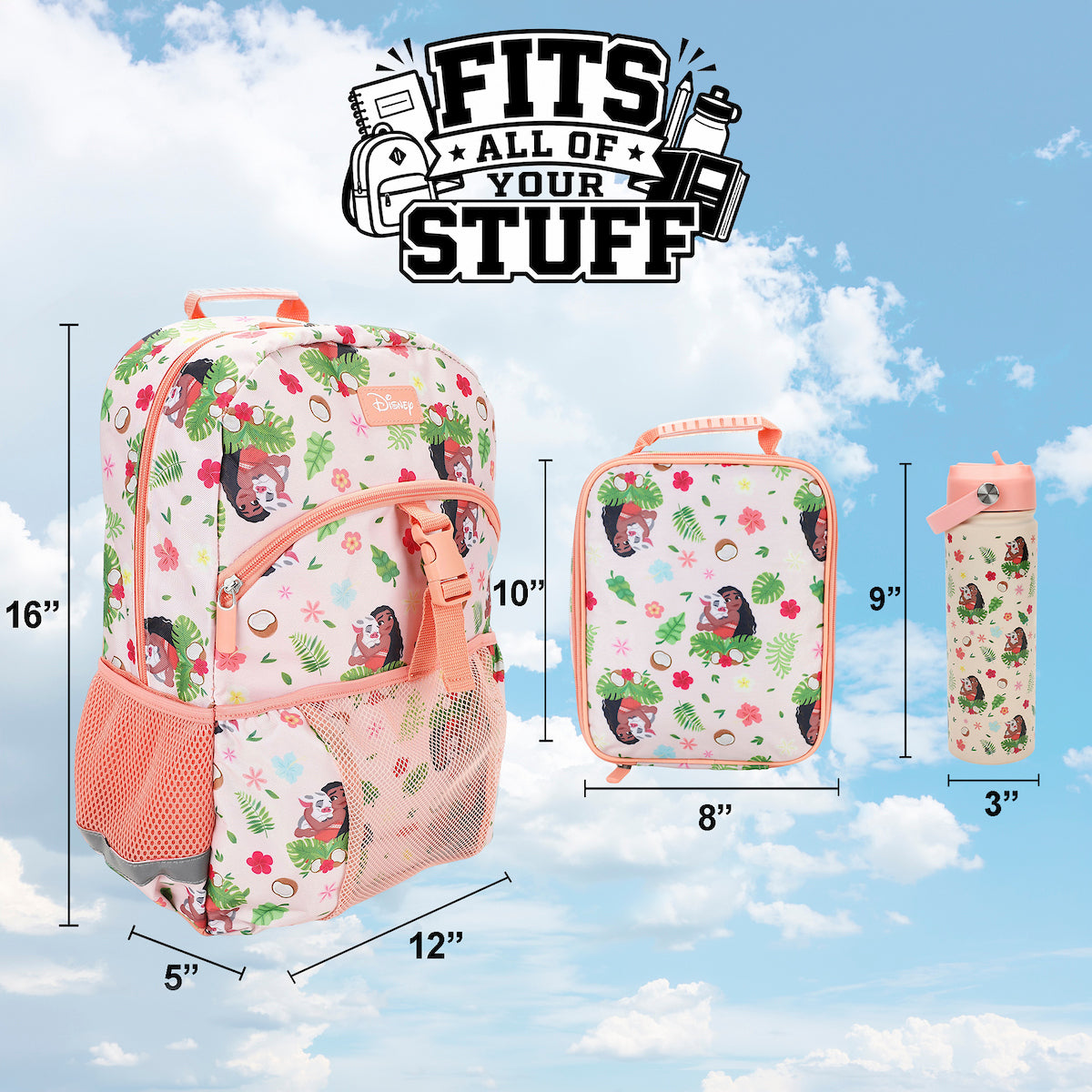 Moana & Pua All-Over Print 16” Backpack With Lunchbox Set