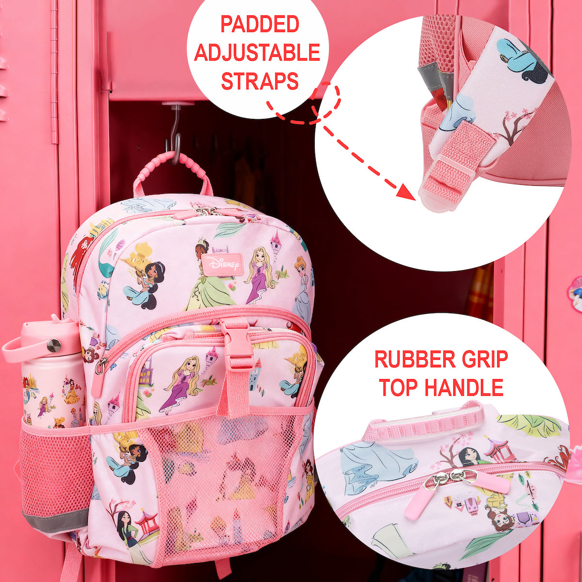 Disney Princess All-Over Character Print Pink 16” Backpack With Lunchbox Set