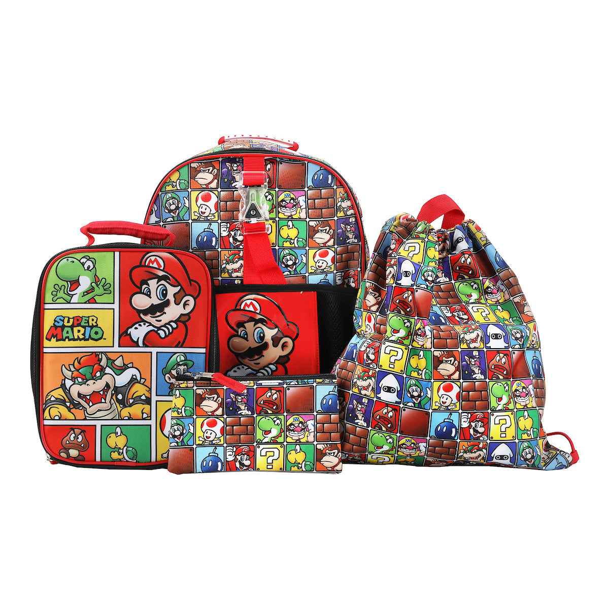 Super Mario Brothers 5-Piece Backpack & Lunchbox Set