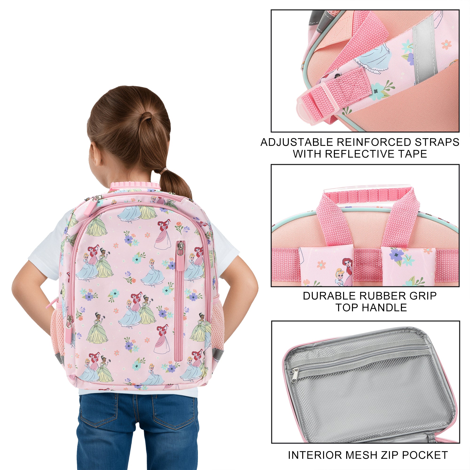 Disney Princesses 2-Piece 14" Toddler Backpack & Lunch Kit Set For girls School And Travel