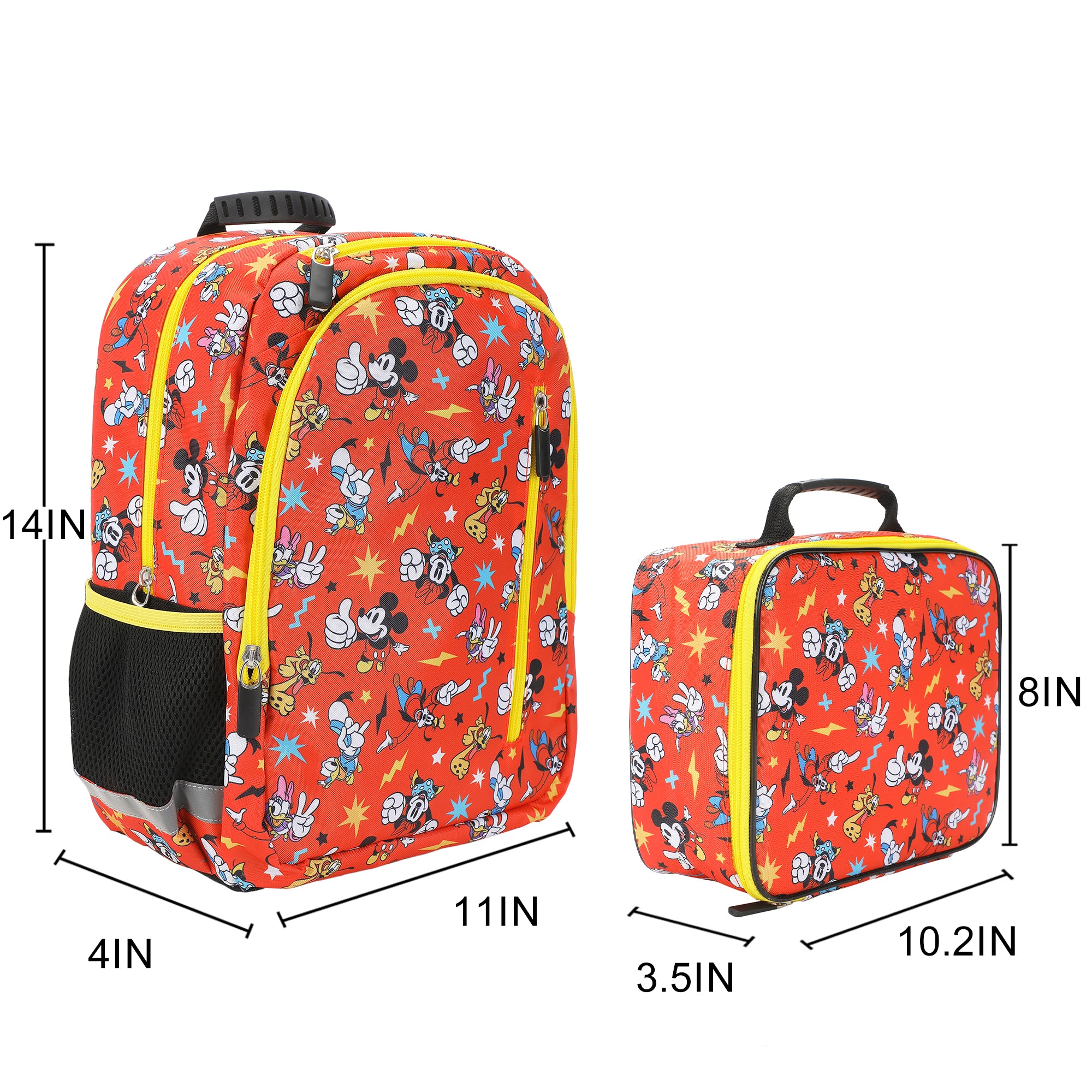 Disney Mickey Mouse And Friends 2-Piece 14" Toddler Girls and boys Backpack & Lunch Kit Set For School And Travel