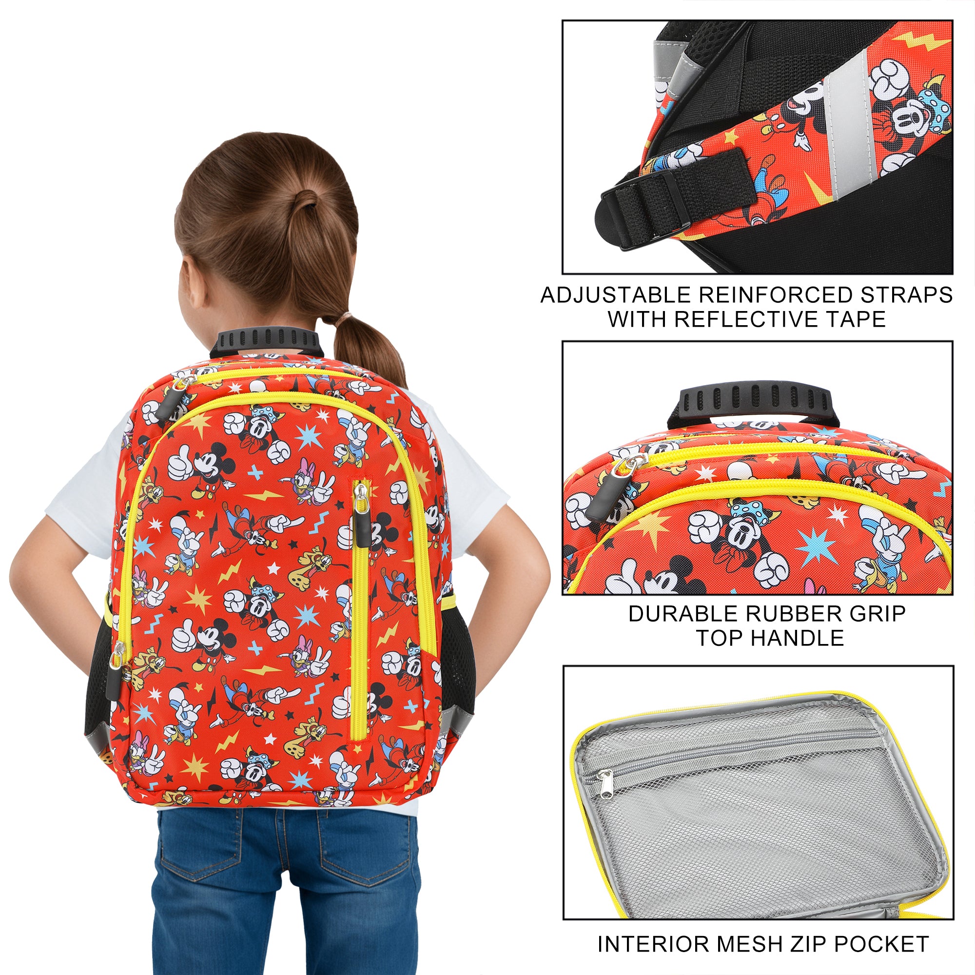 Disney Mickey Mouse And Friends 2-Piece 14" Toddler Girls and boys Backpack & Lunch Kit Set For School And Travel