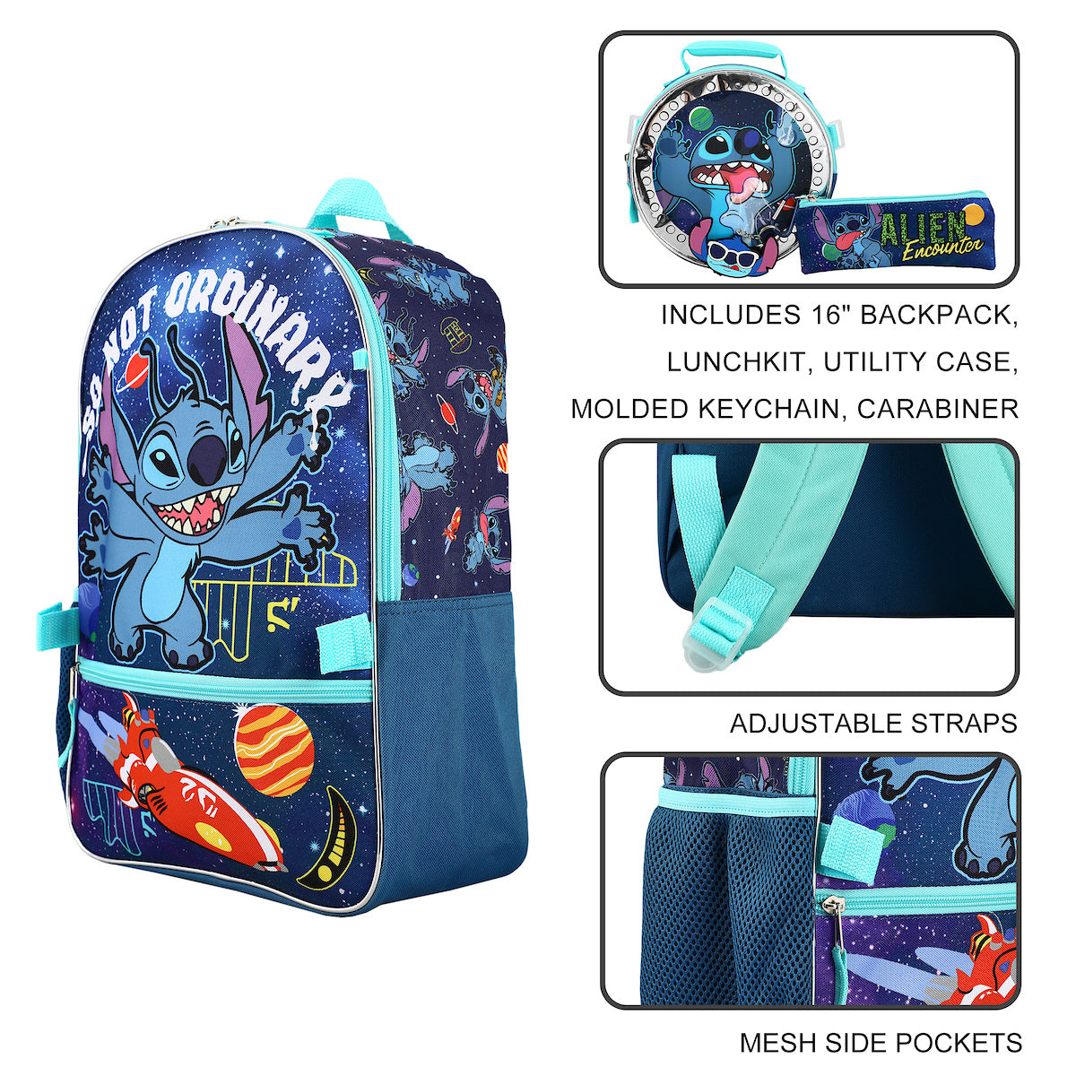 Disney Lilo & Stitch So Not Ordinary 5-Piece Backpack Set for school