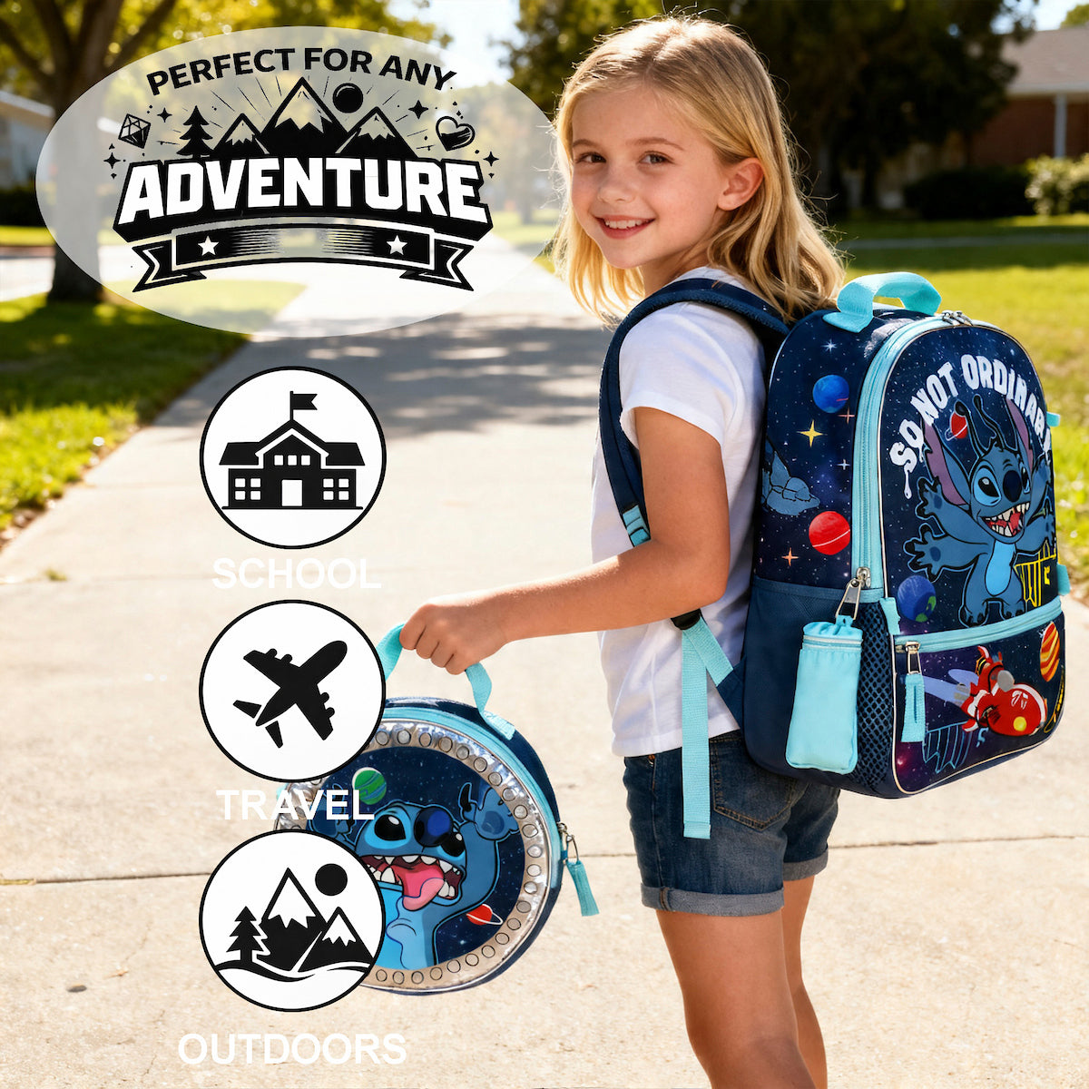 Disney Lilo & Stitch So Not Ordinary 5-Piece Backpack Set for school