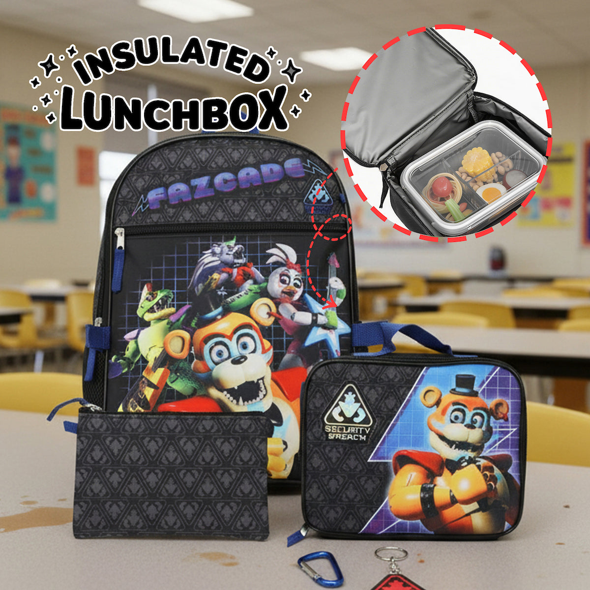 Five Nights At Freddy's Security Breach Fazcade Youth 5-Piece Backpack Set