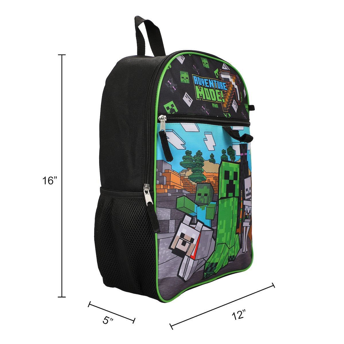 Minecraft 5-Piece Set: 16 Backpack, Lunchbox, Utility Case, Rubber Keychain, and Carabiner