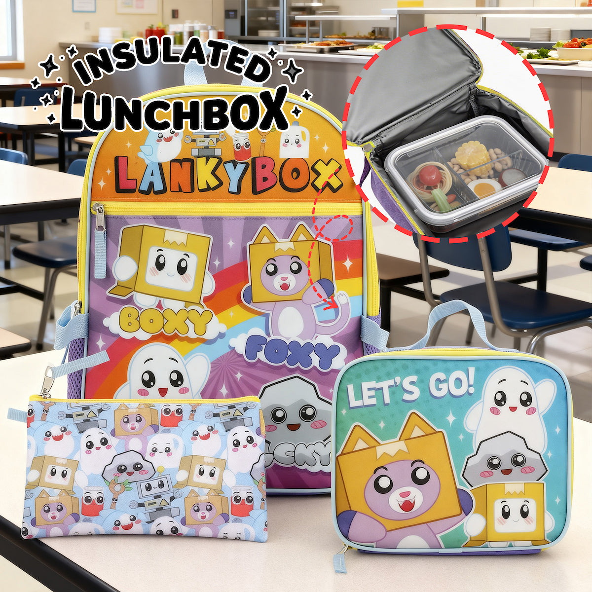 LankyBox 5-Piece 16" Backpack & Lunchbox Set