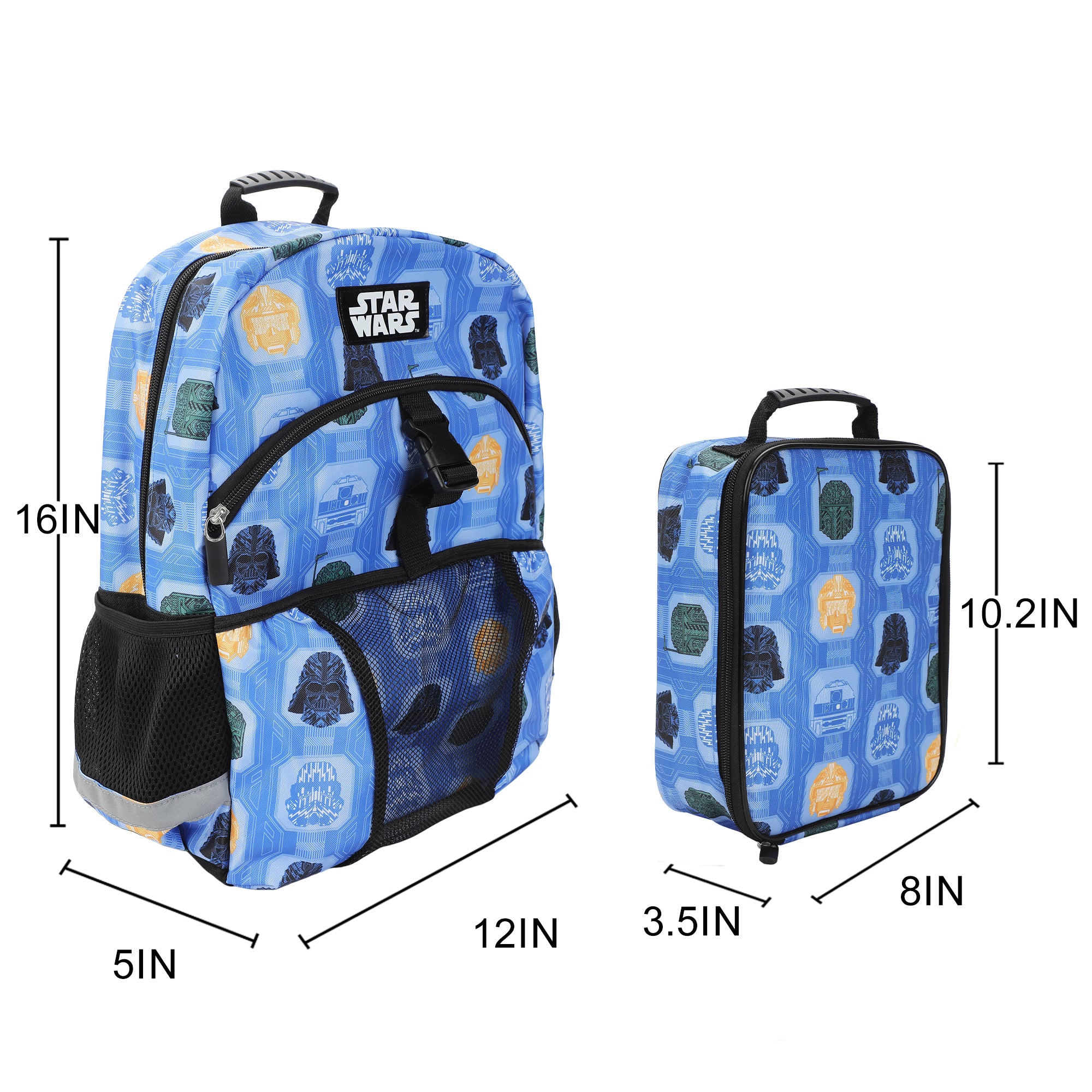 Star Wars The Dark Side 2-Piece 16" Premium Backpack & Lunch Kit Set For School And Travel