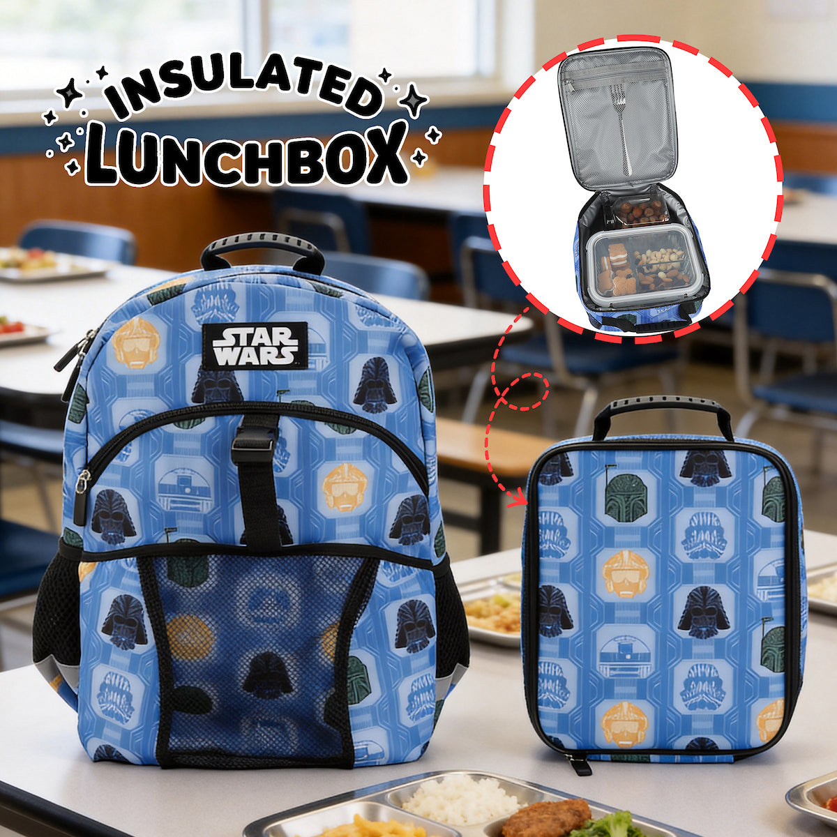Star Wars The Dark Side 2-Piece 16" Premium Backpack & Lunch Kit Set For School And Travel