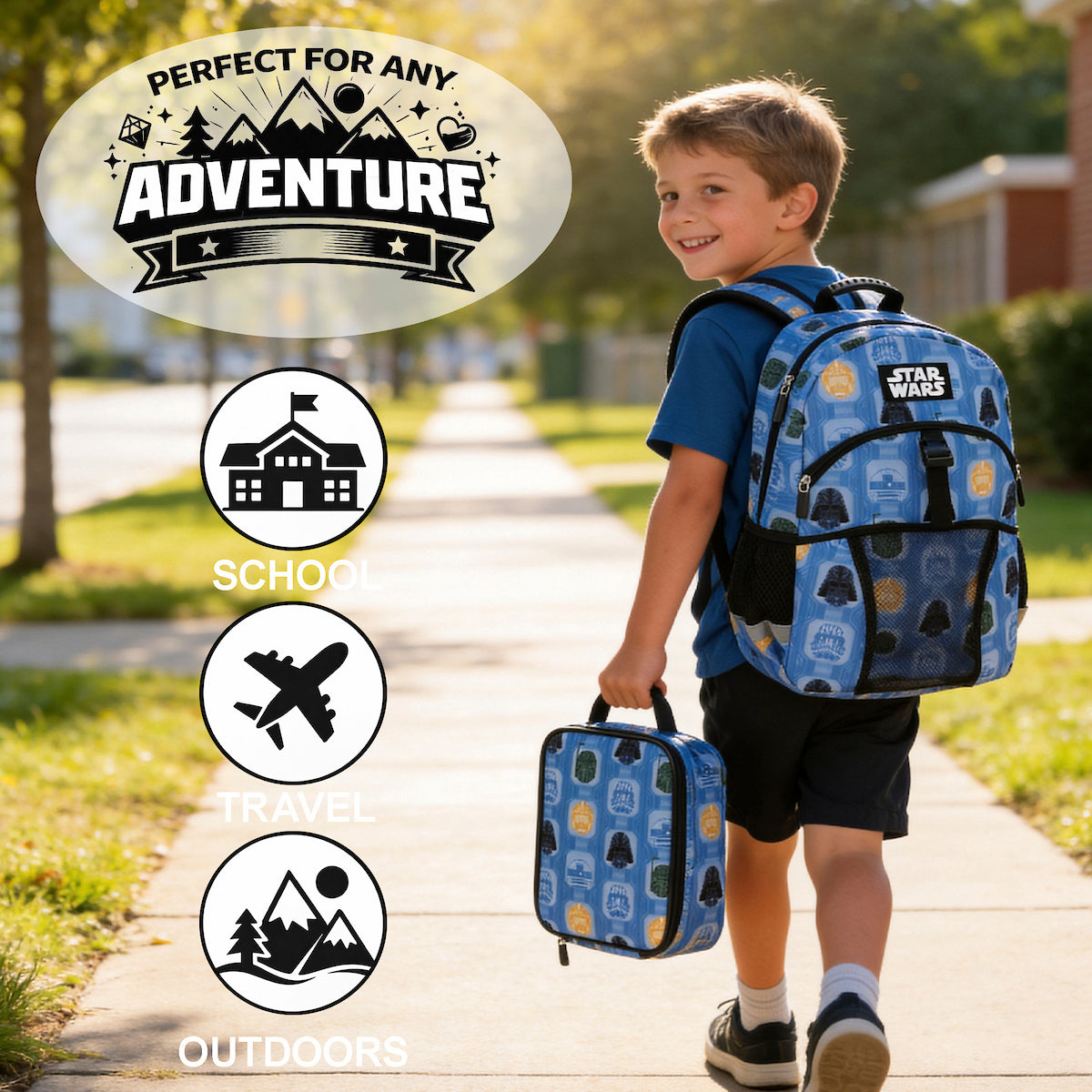 Star Wars The Dark Side 2-Piece 16" Premium Backpack & Lunch Kit Set For School And Travel